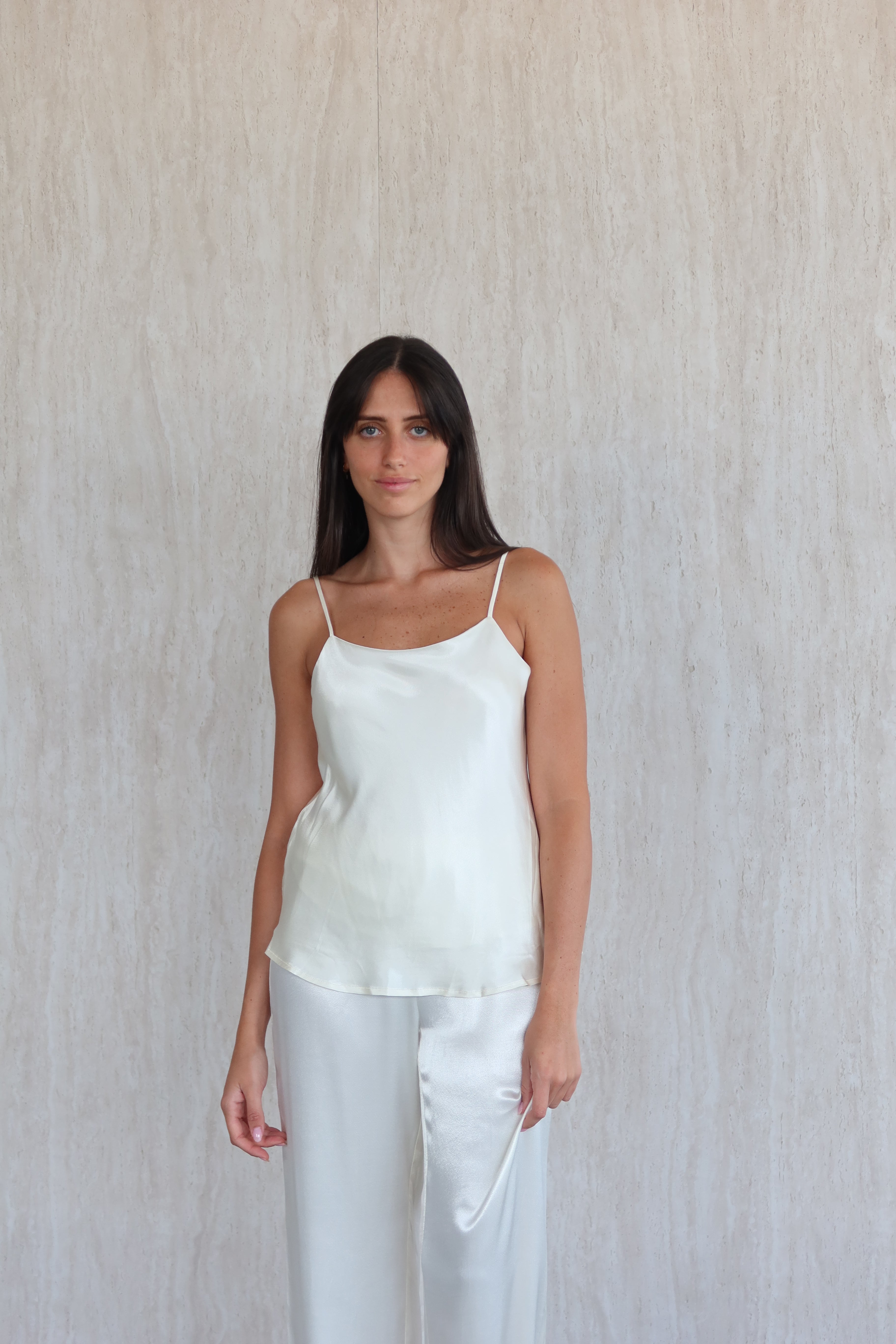 Satin slip camisole - pearl
