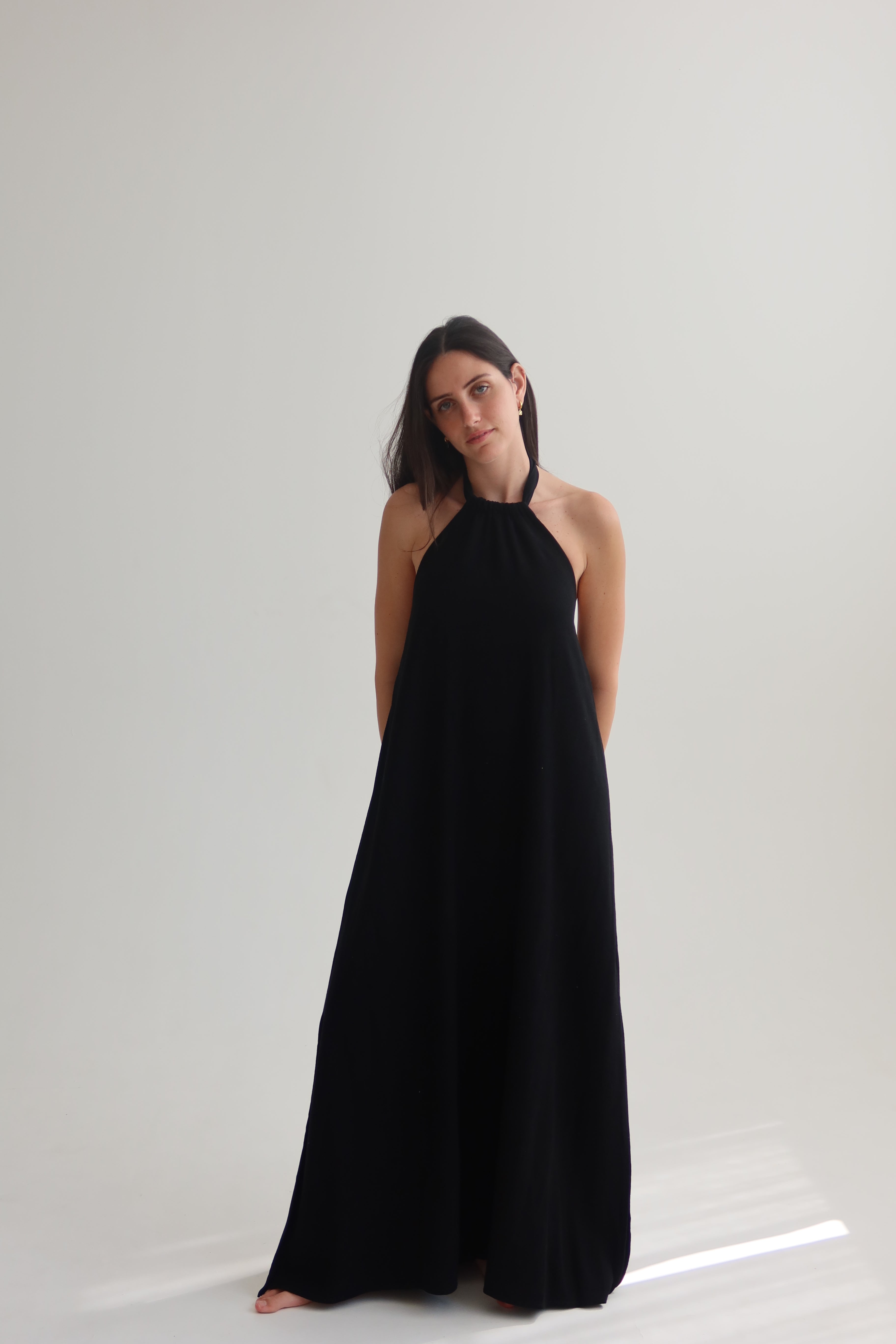Black collar maxi dress
