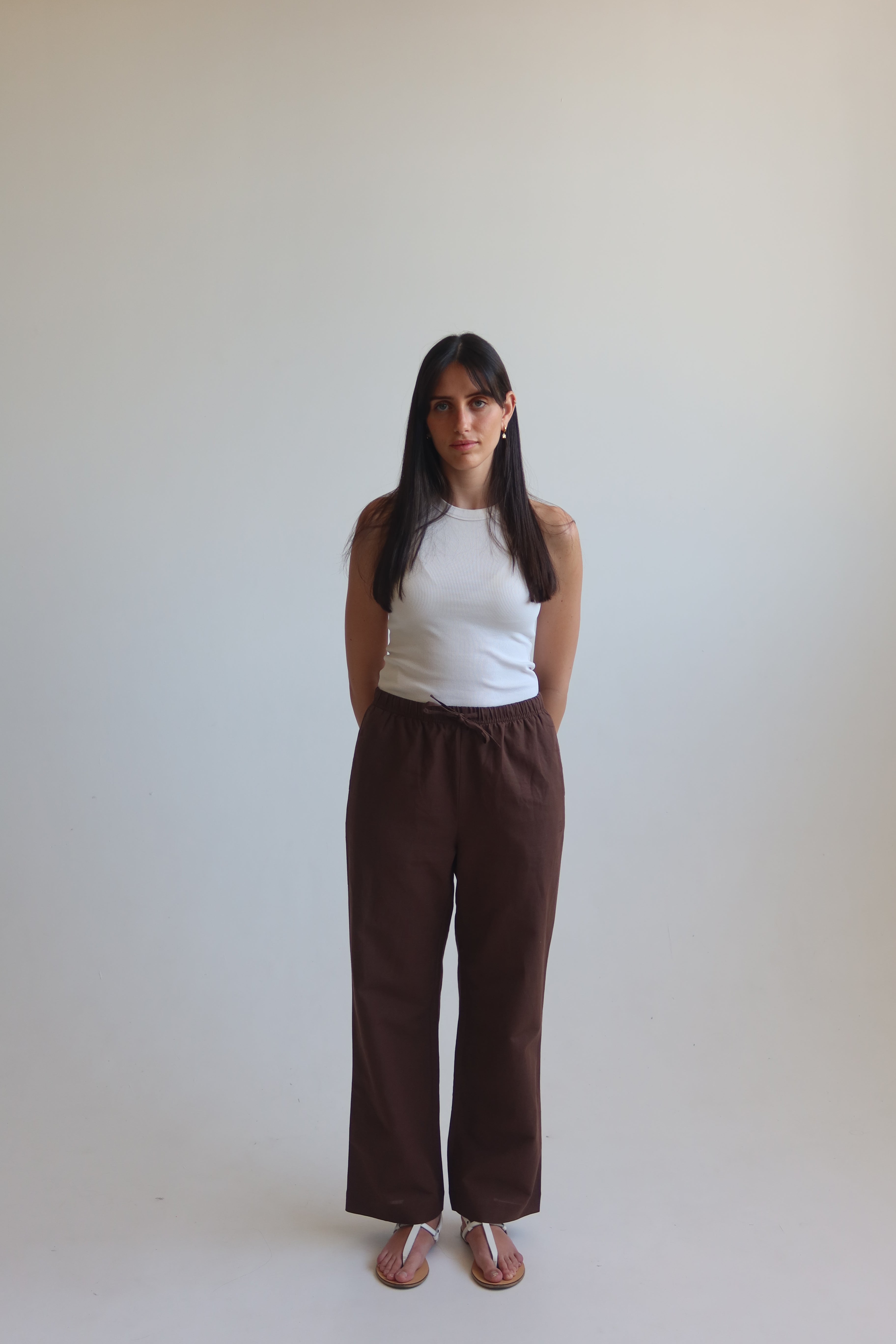 Linen blend pants - Chocolate Brown
