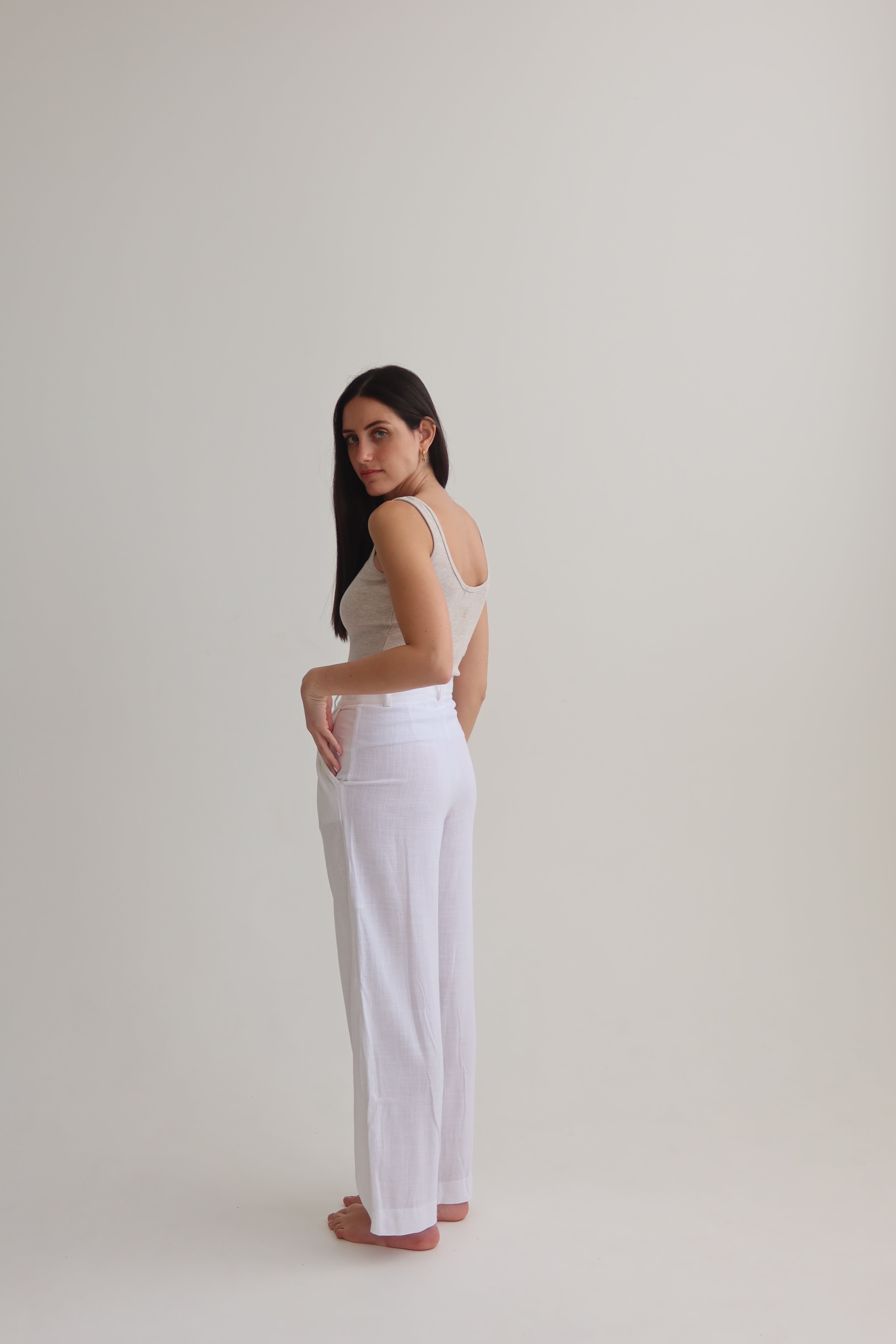 White tailored pants