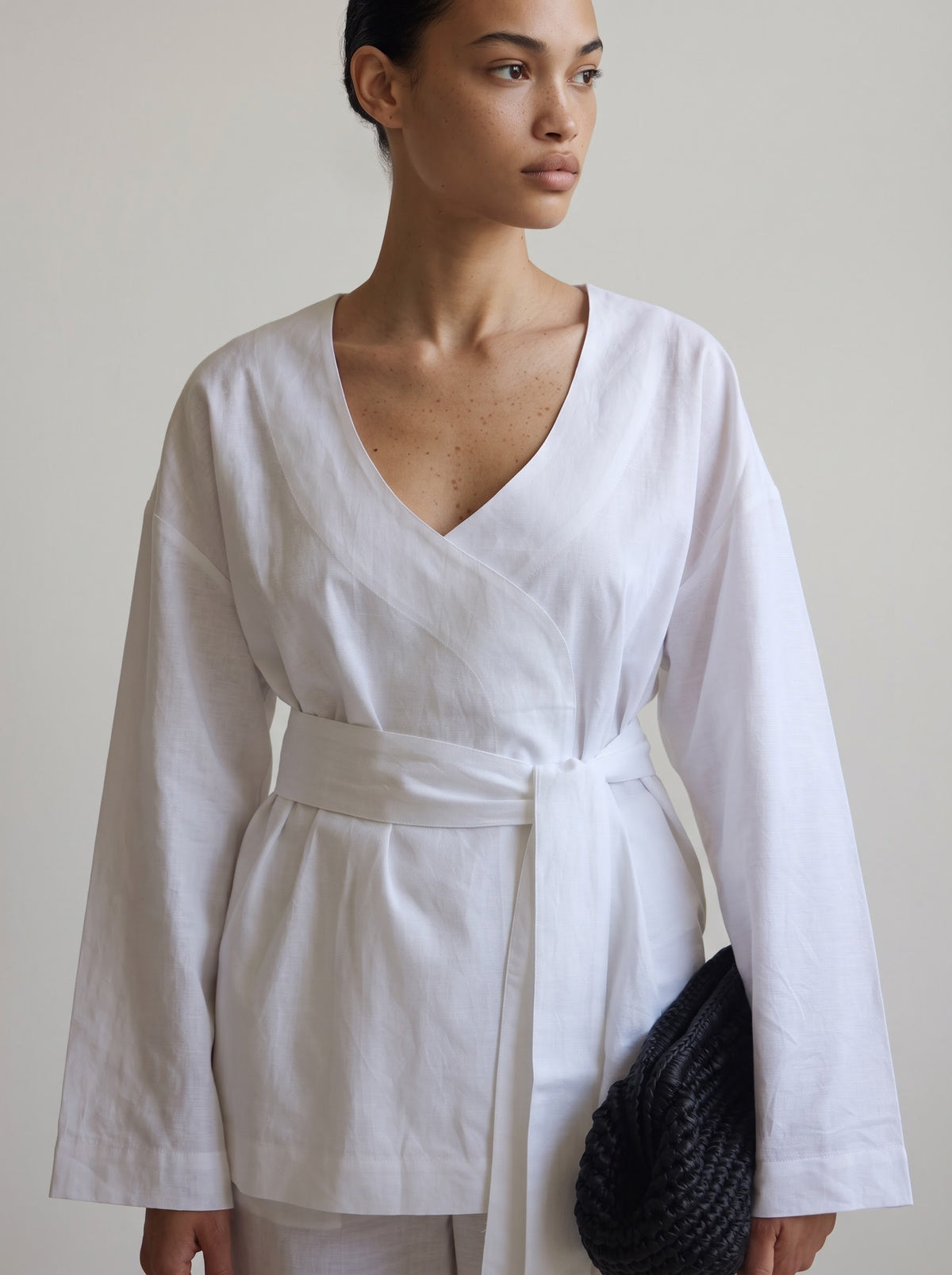 Linen blend kimono shirt
