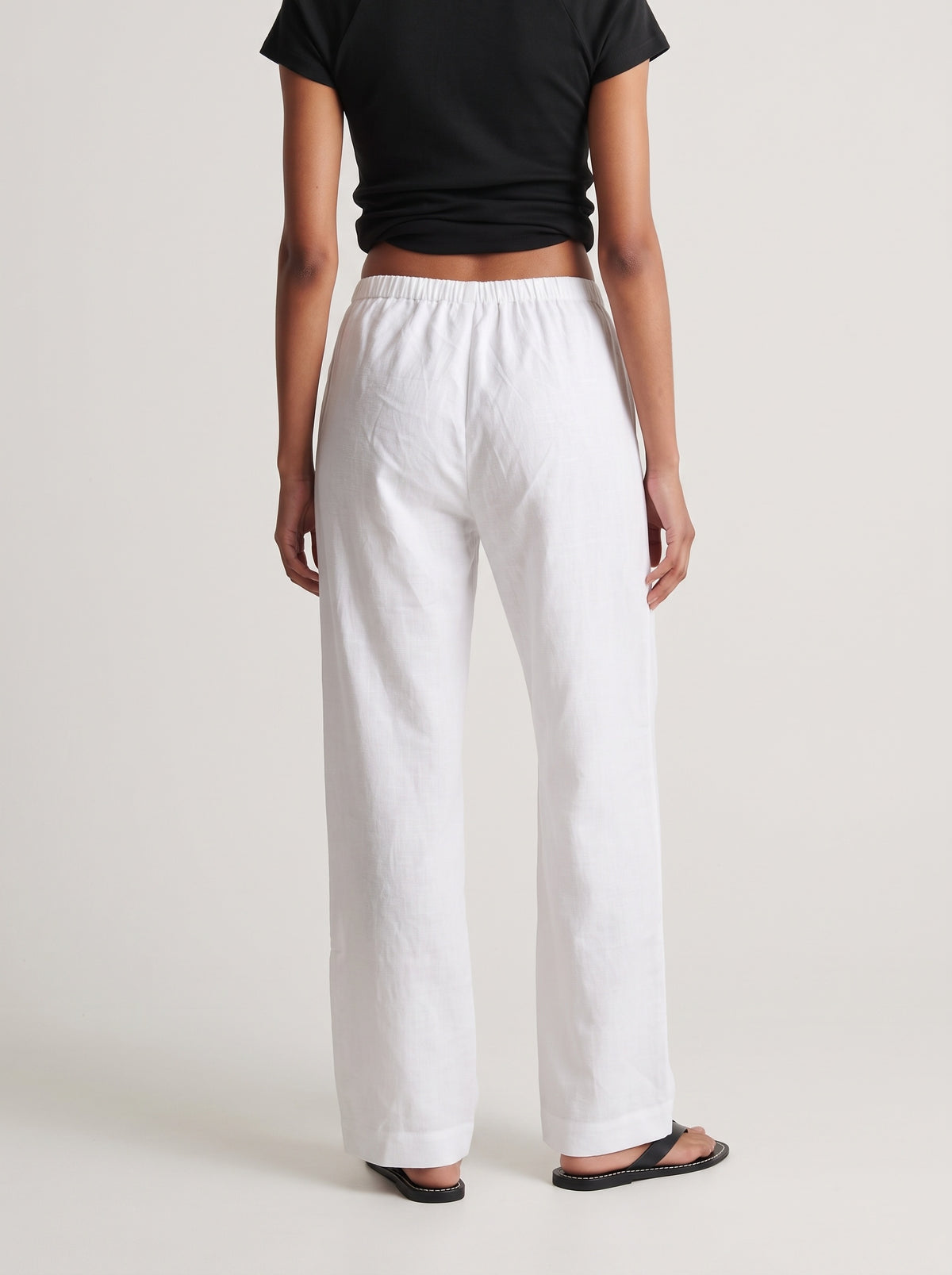 Linen blend straight pants
