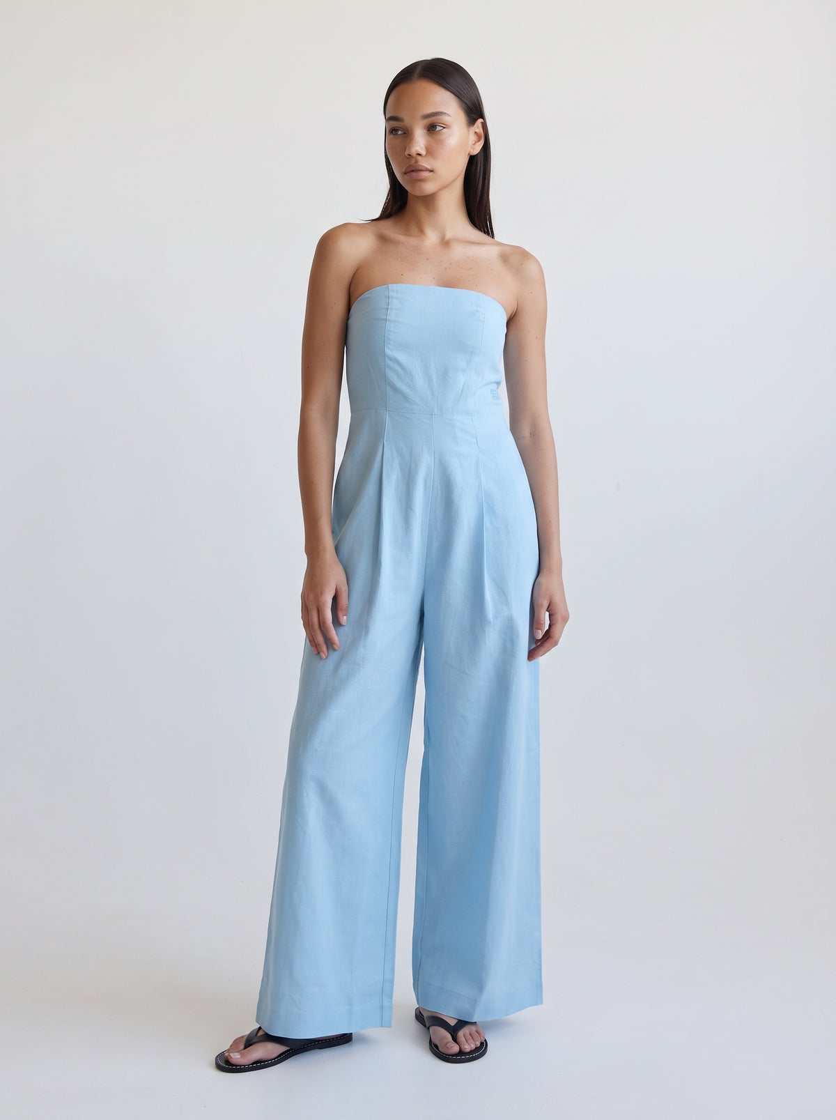 Linen blend Strapless jumpsuit