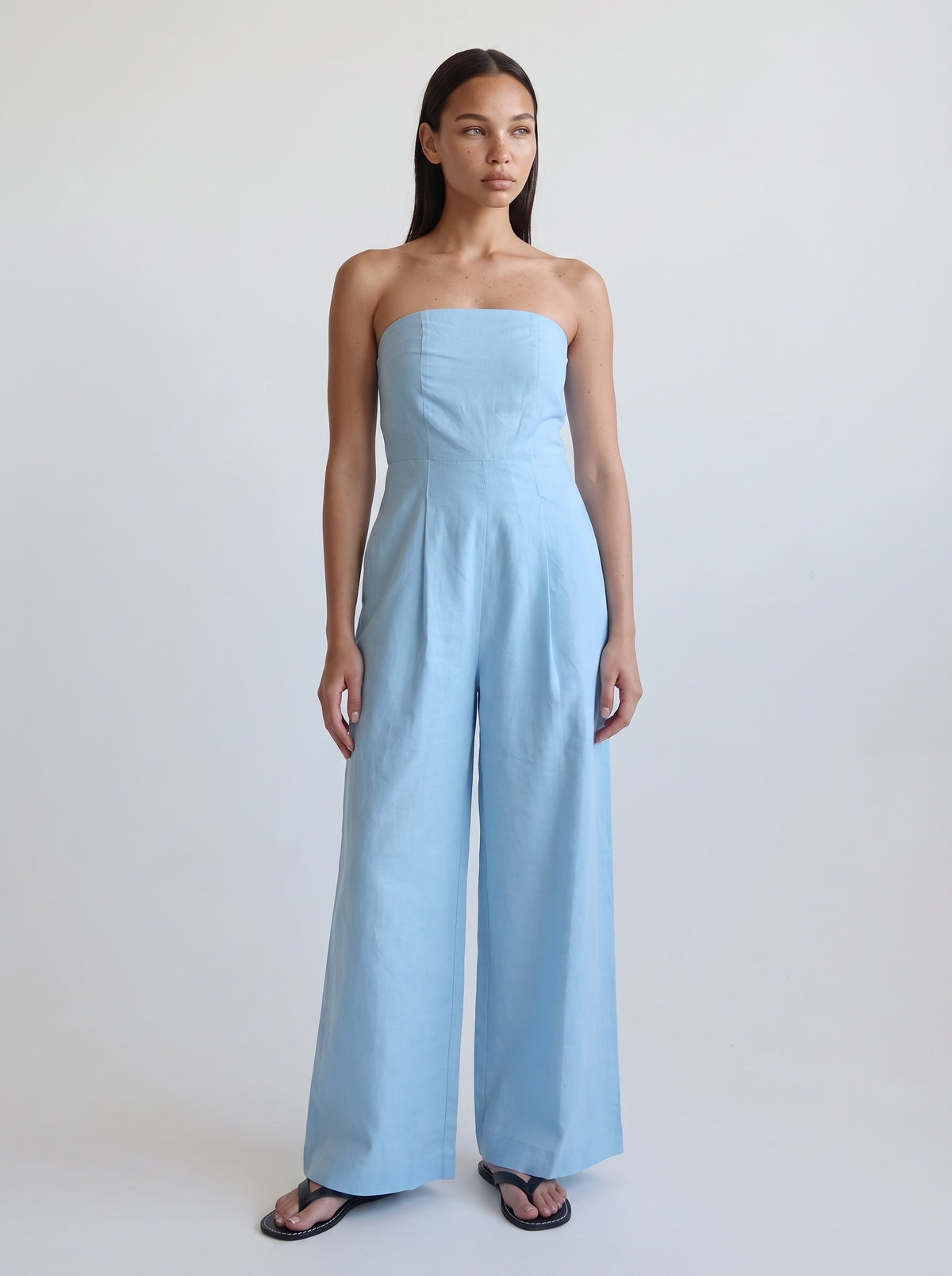Linen blend Strapless jumpsuit