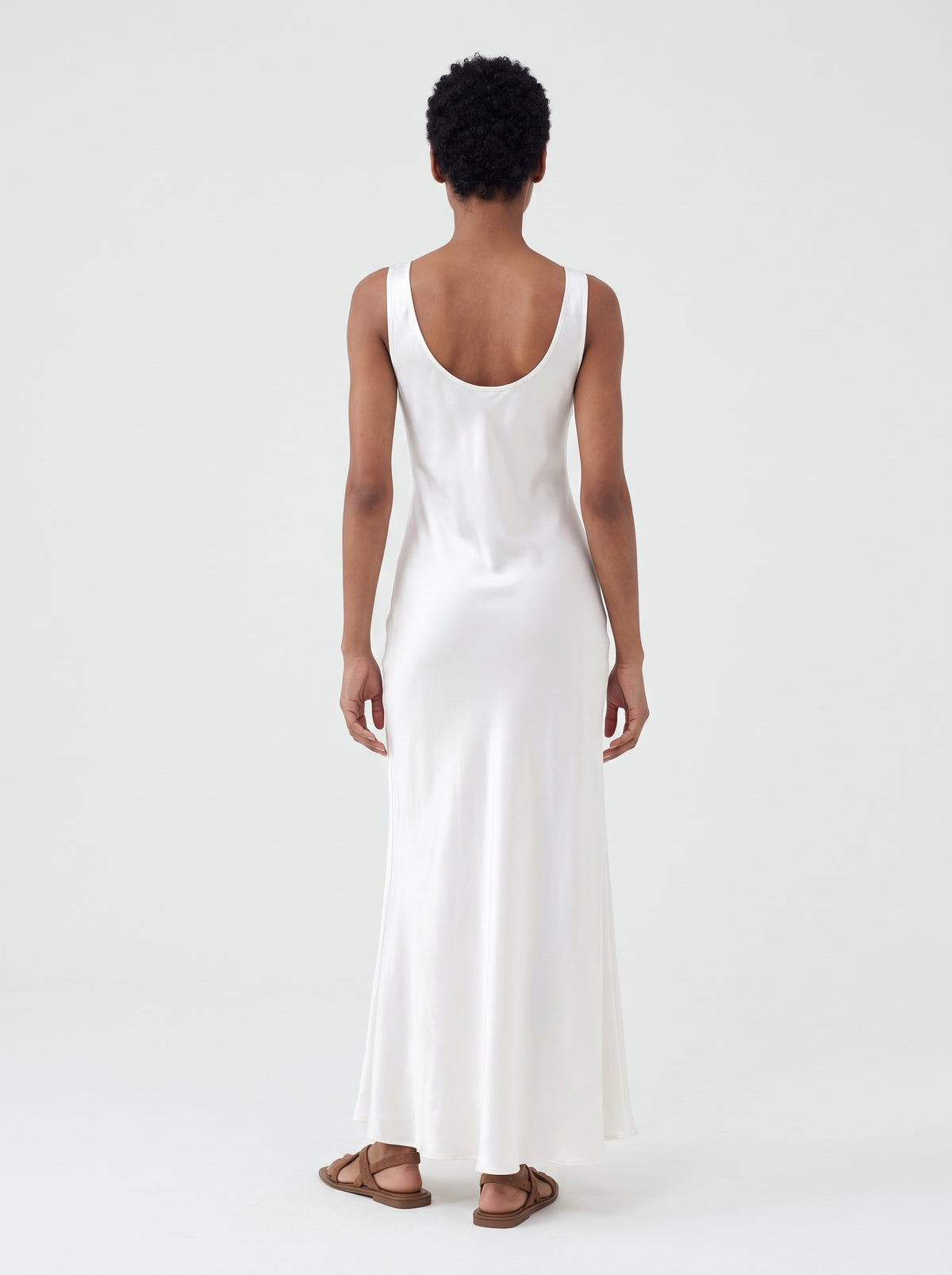 Satin Scoop Neck Maxi Dress