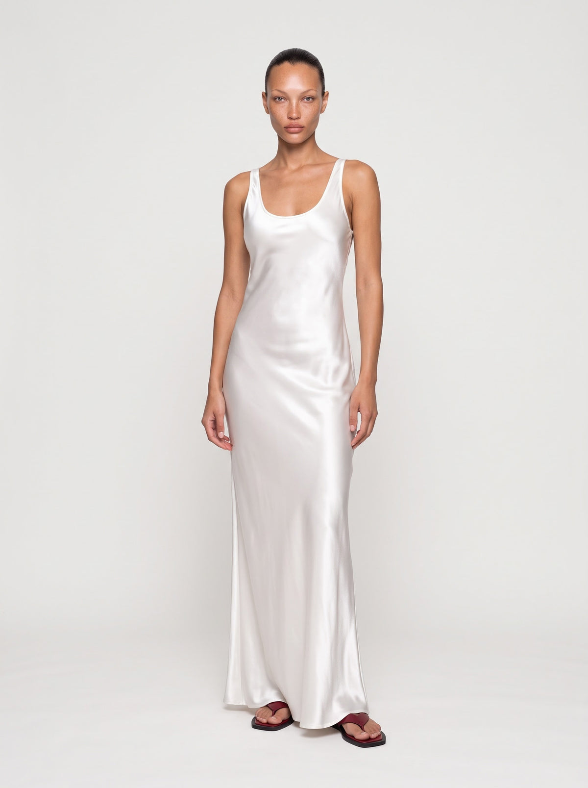 Satin Scoop Neck Maxi Dress