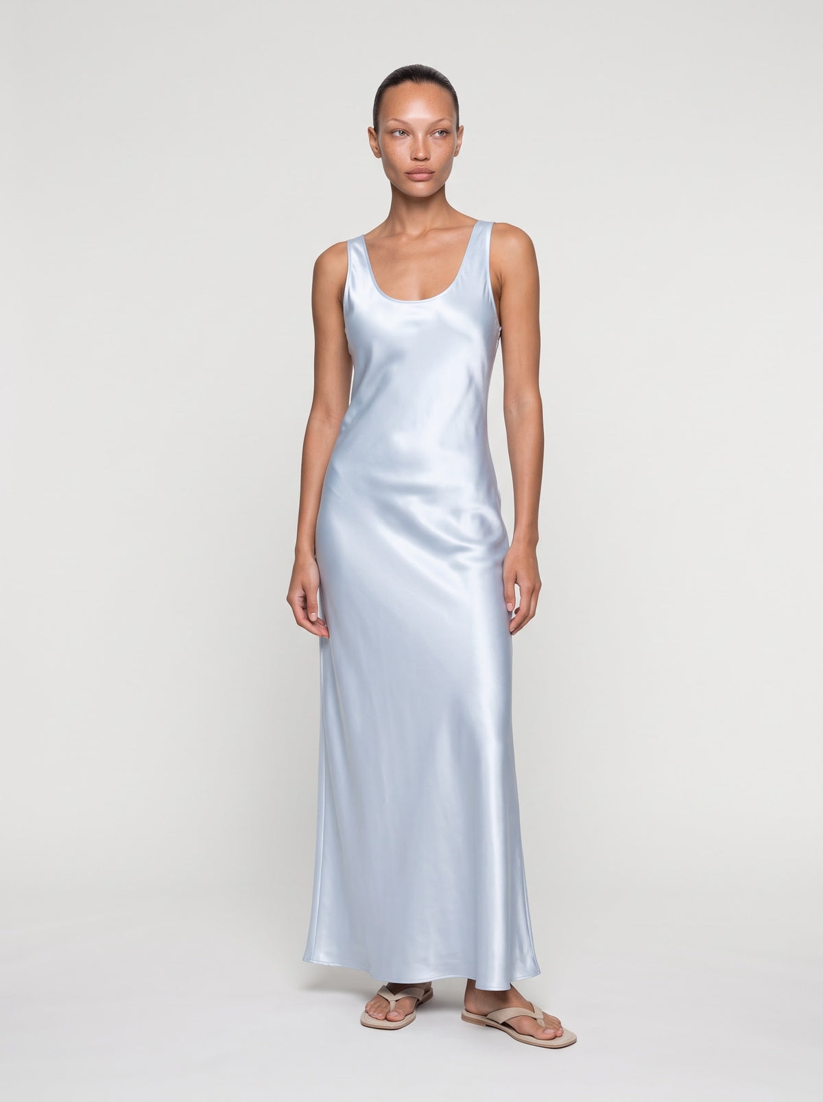 Satin Scoop Neck Maxi Dress