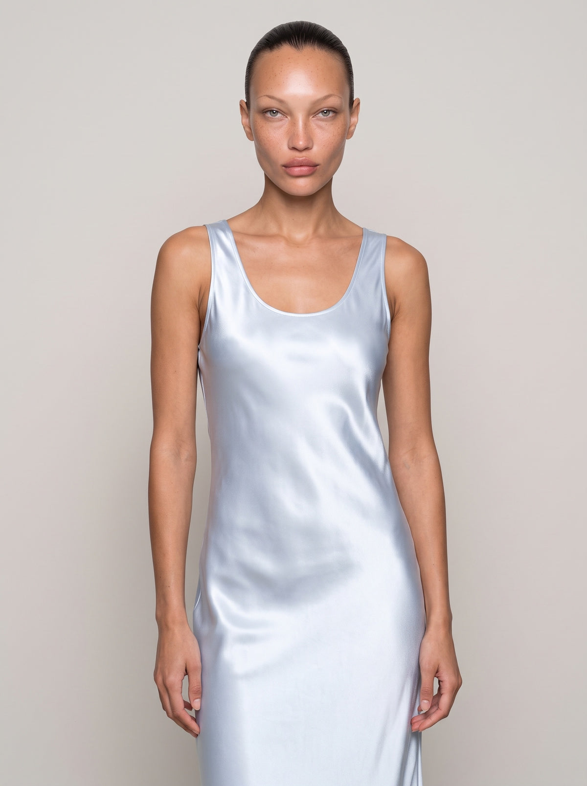 Satin Scoop Neck Maxi Dress