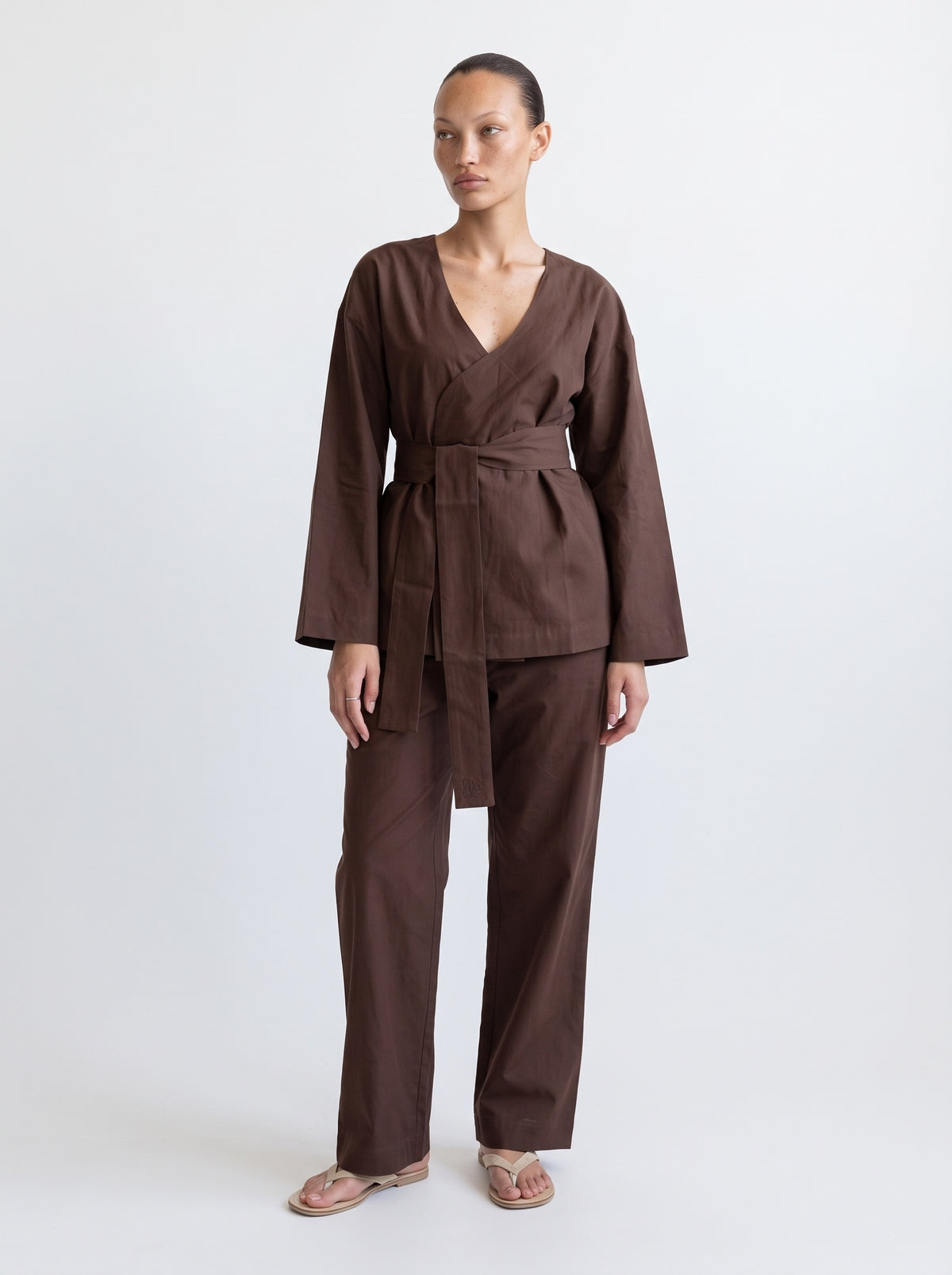 Linen blend kimono shirt