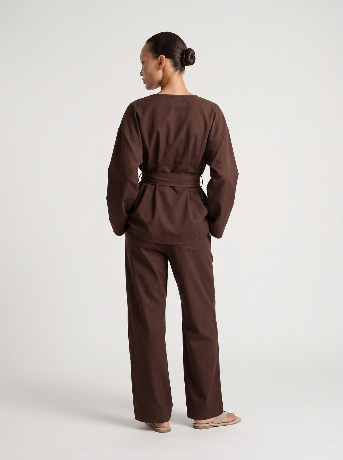 Linen blend kimono shirt