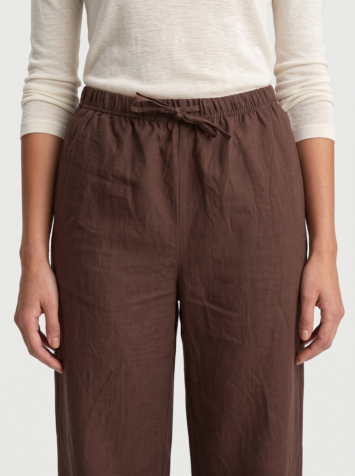 Linen blend straight pants