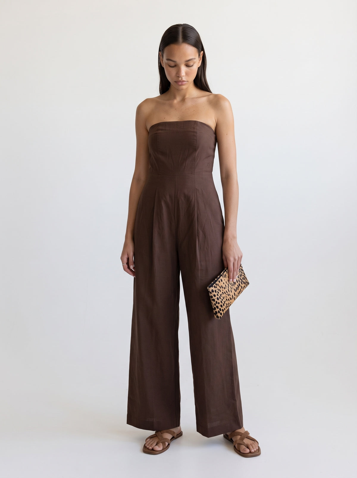 Linen blend Strapless jumpsuit
