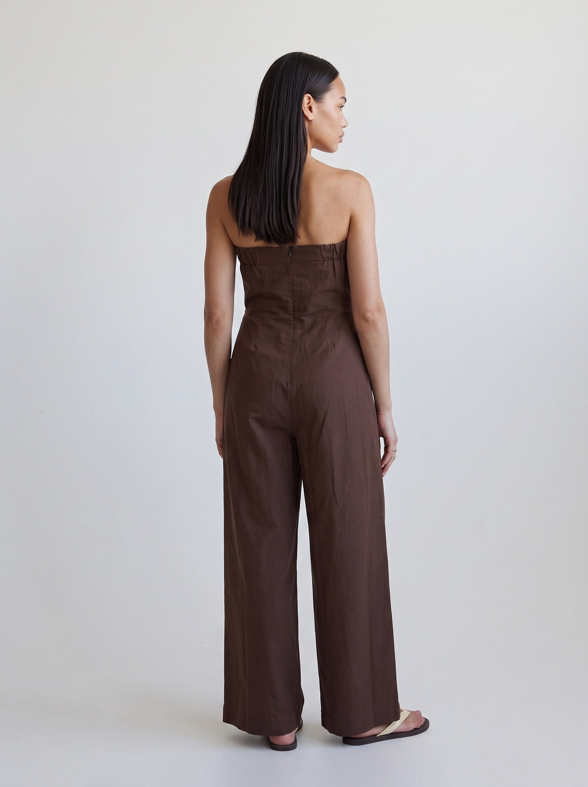 Linen blend Strapless jumpsuit