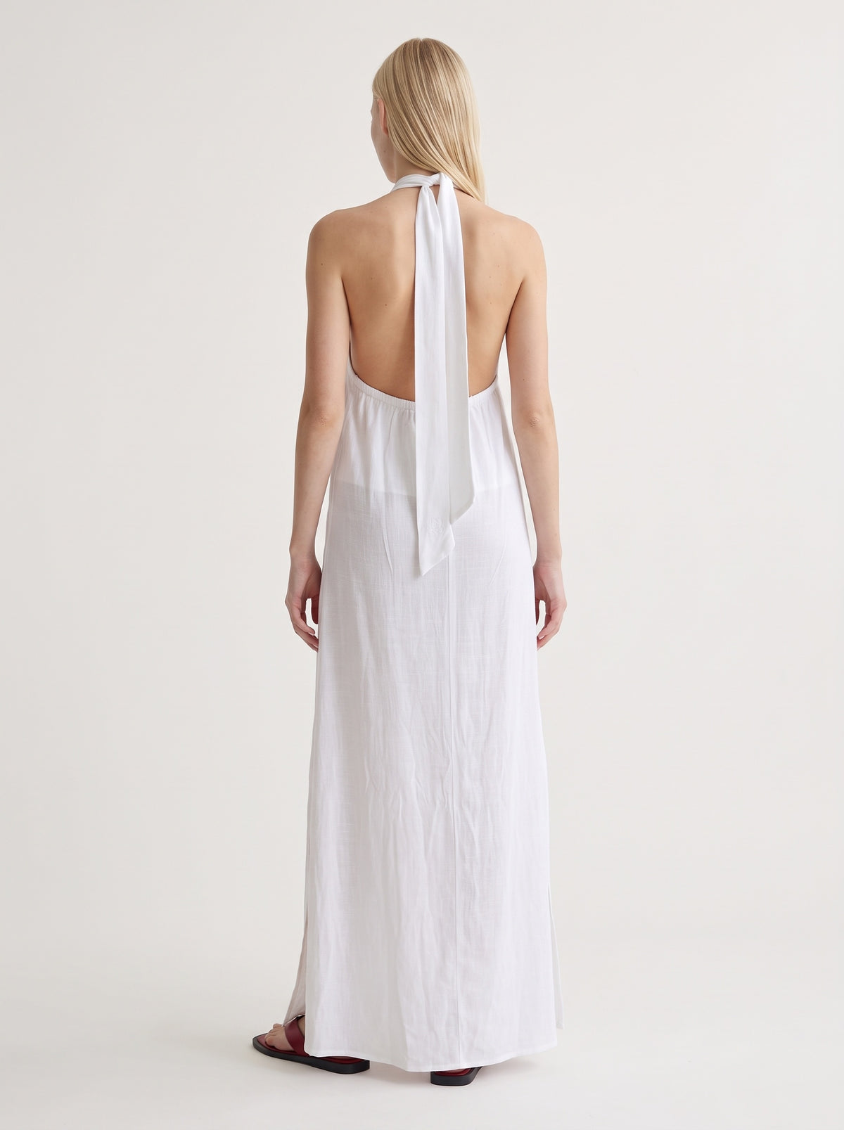 Collar open back maxi dress