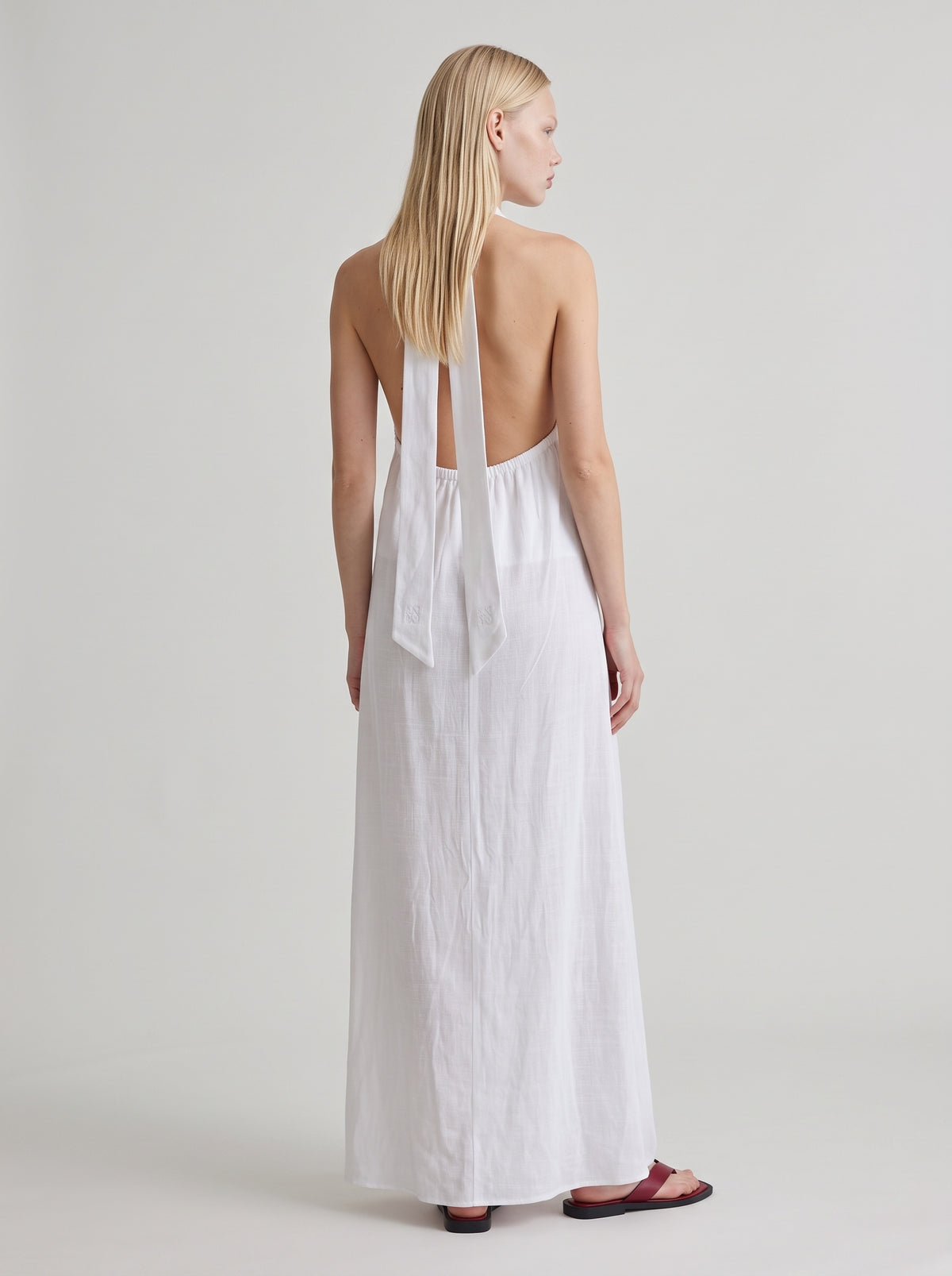 Collar open back maxi dress