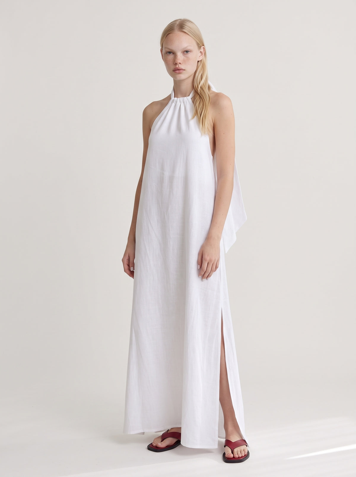 Collar open back maxi dress