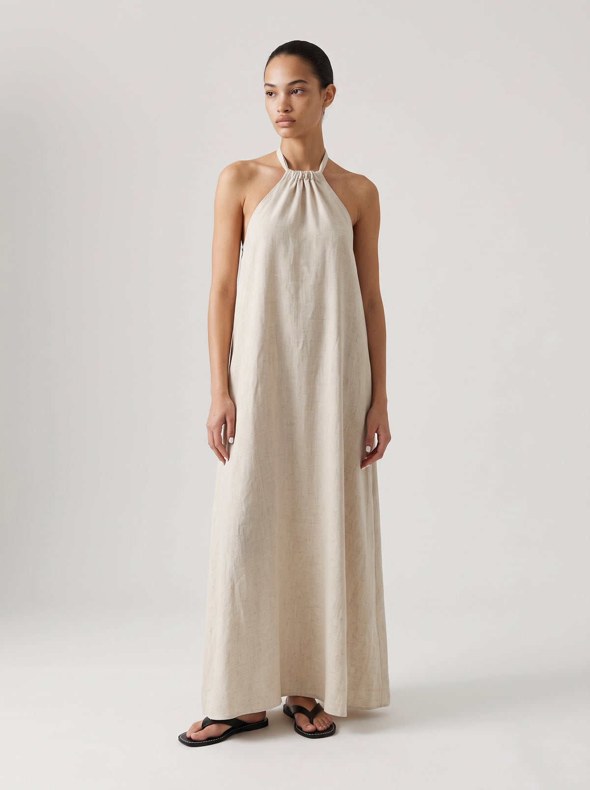 Collar open back maxi dress
