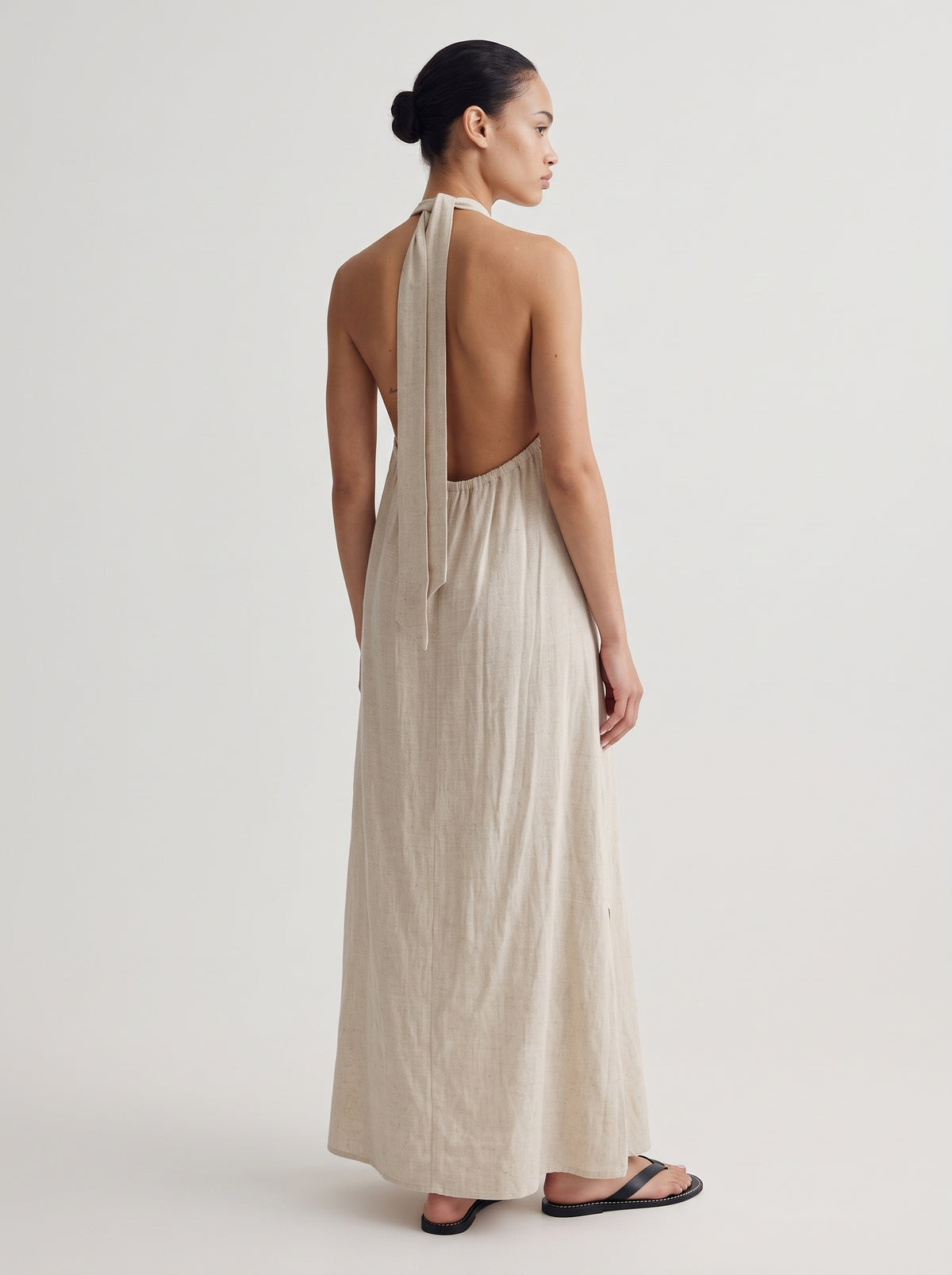 Collar open back maxi dress