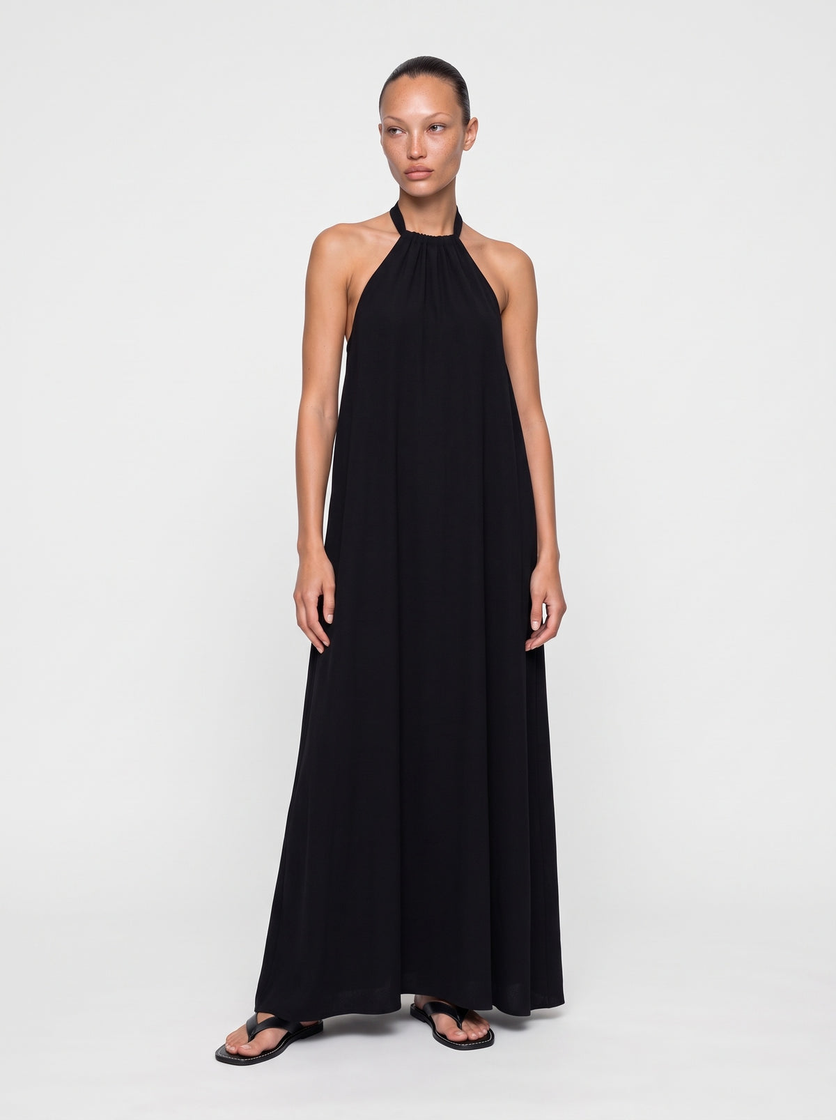 Collar open back maxi dress