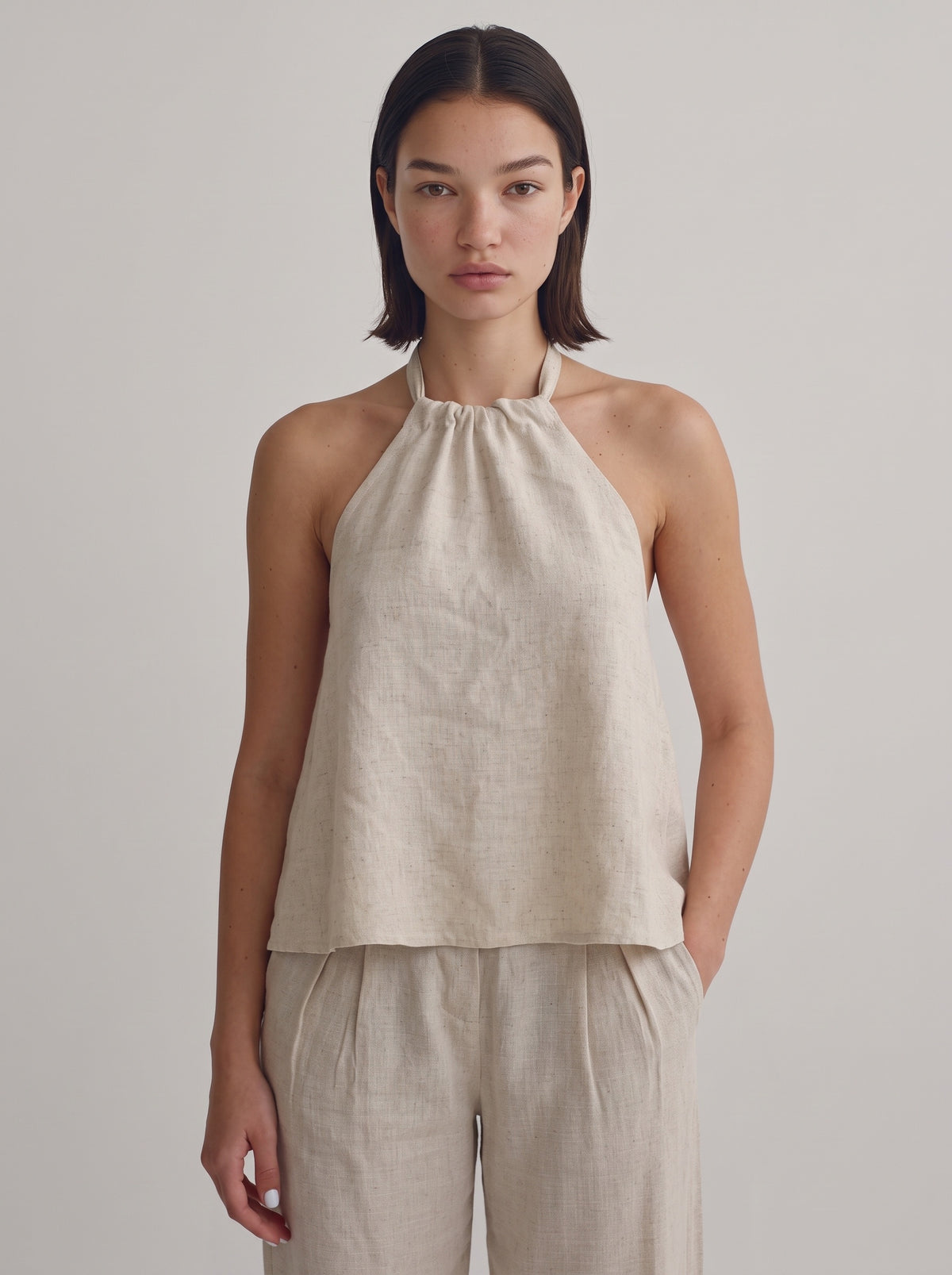 Collar open back tank top