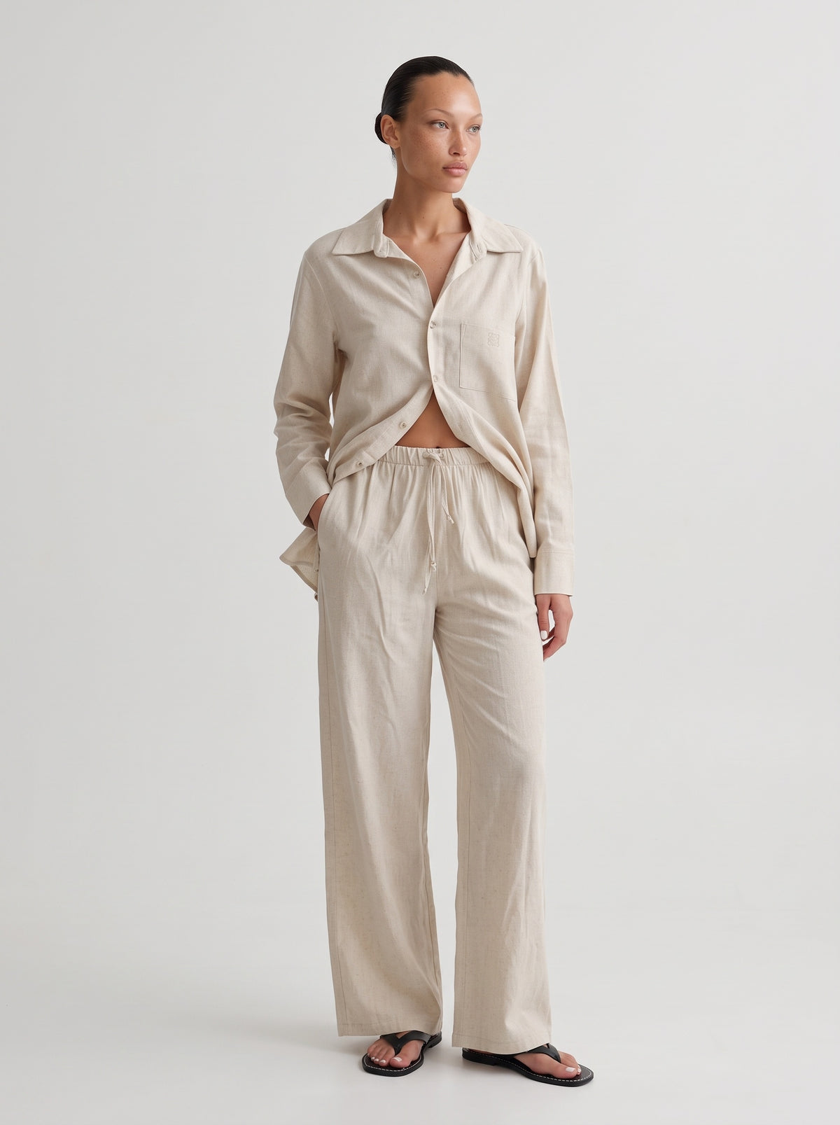 Relaxed fit linen pants