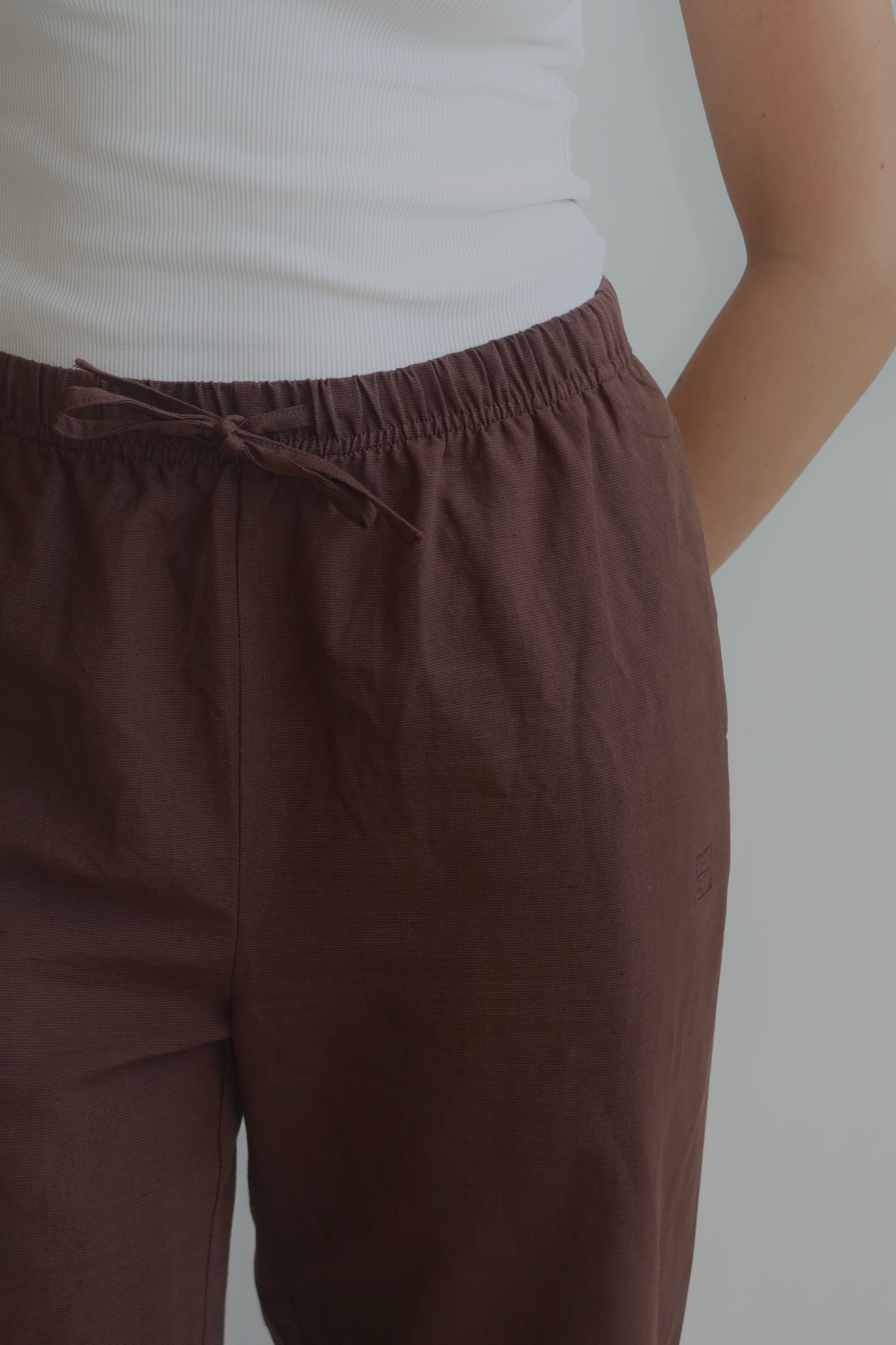 Linen blend pants - Chocolate Brown