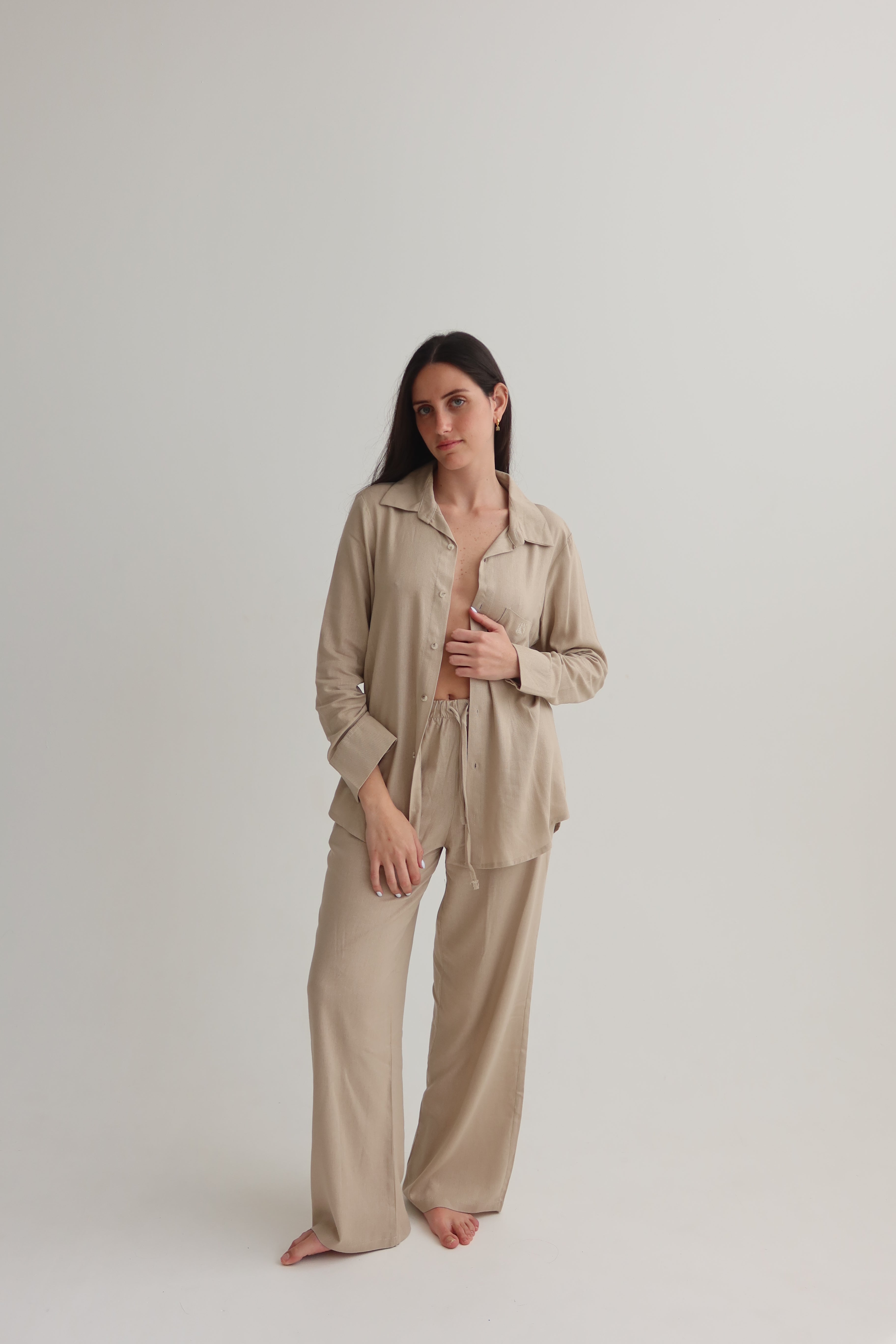 classic button down shirt - beige