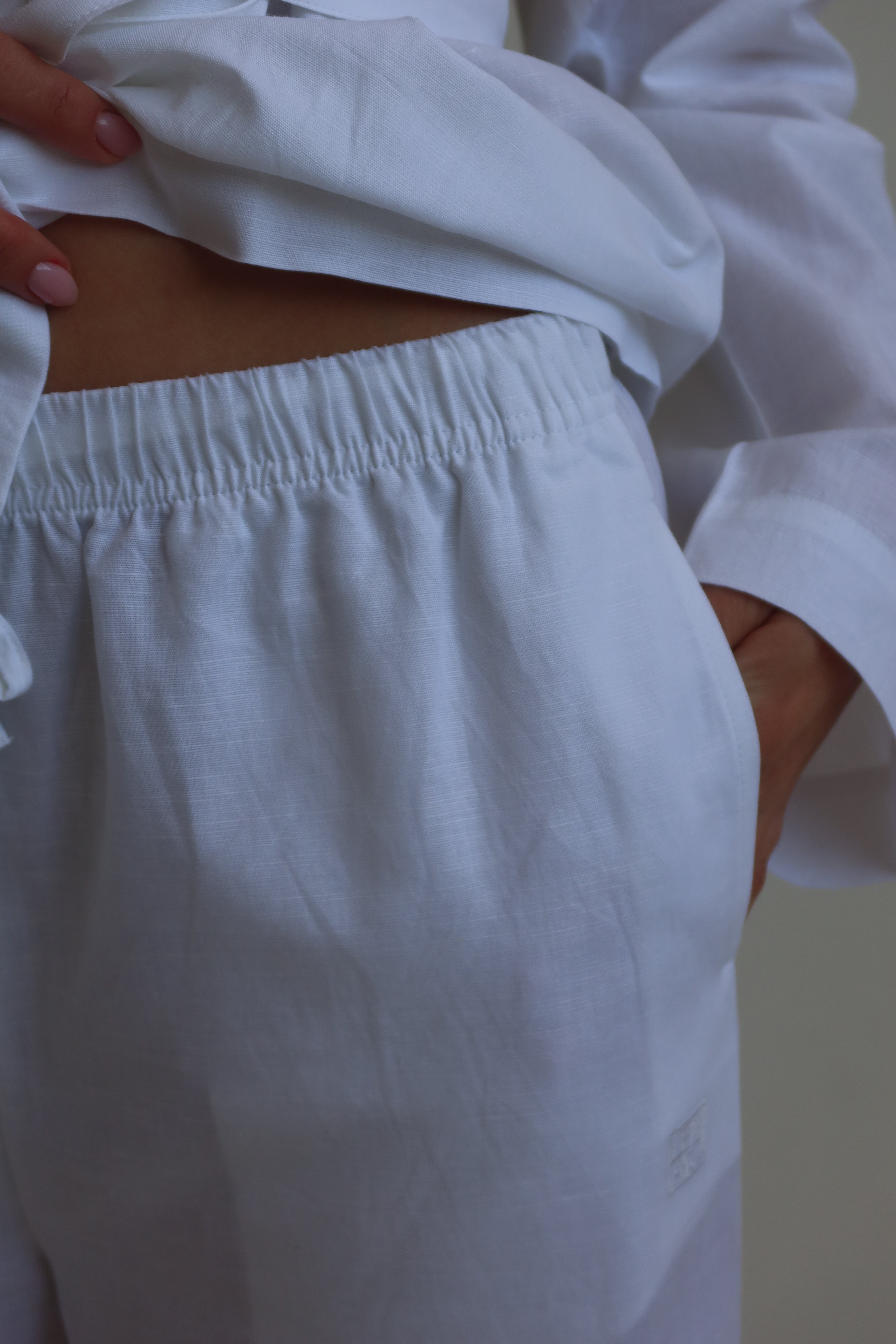 Linen blend pants - White