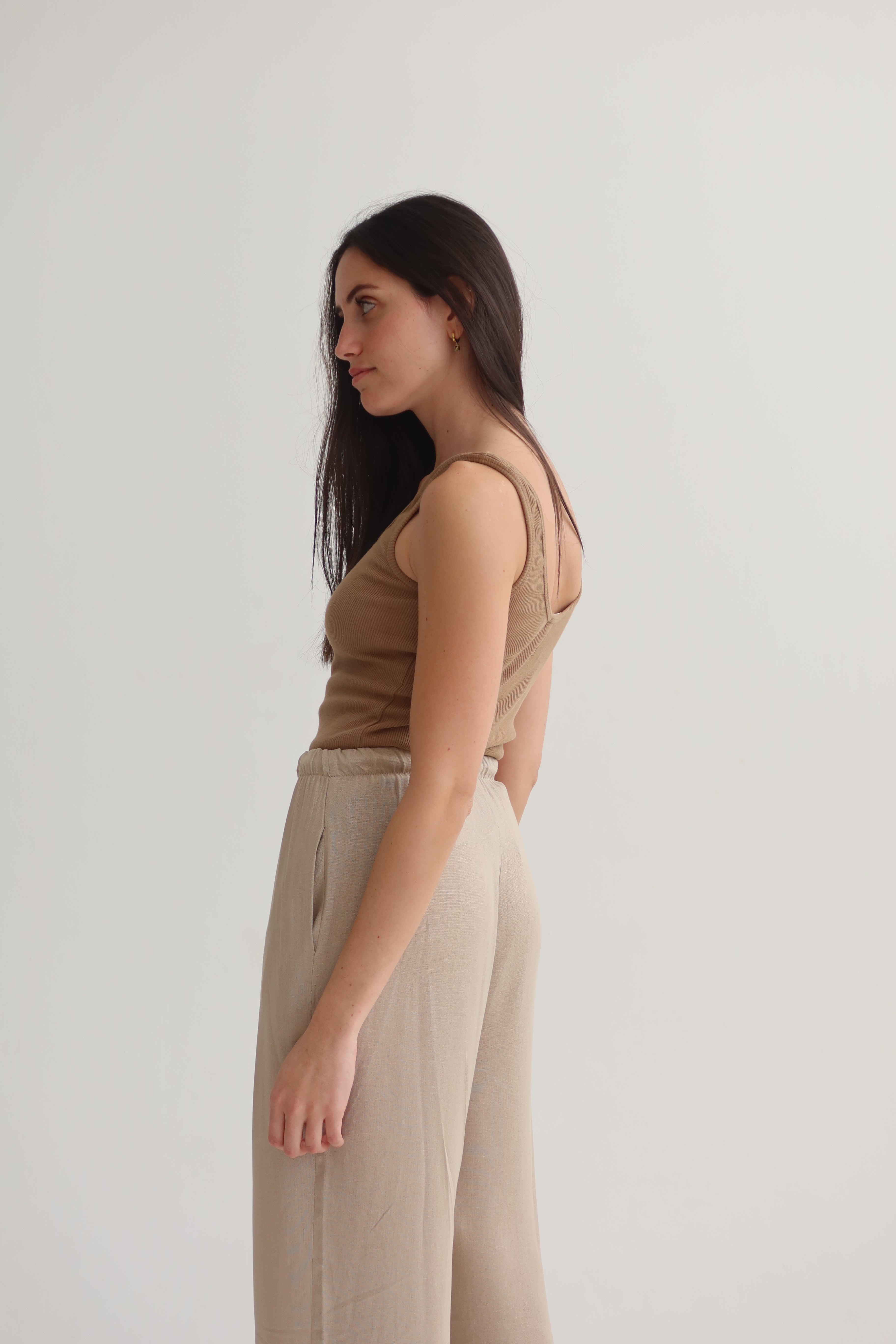 camel ribbed tank top