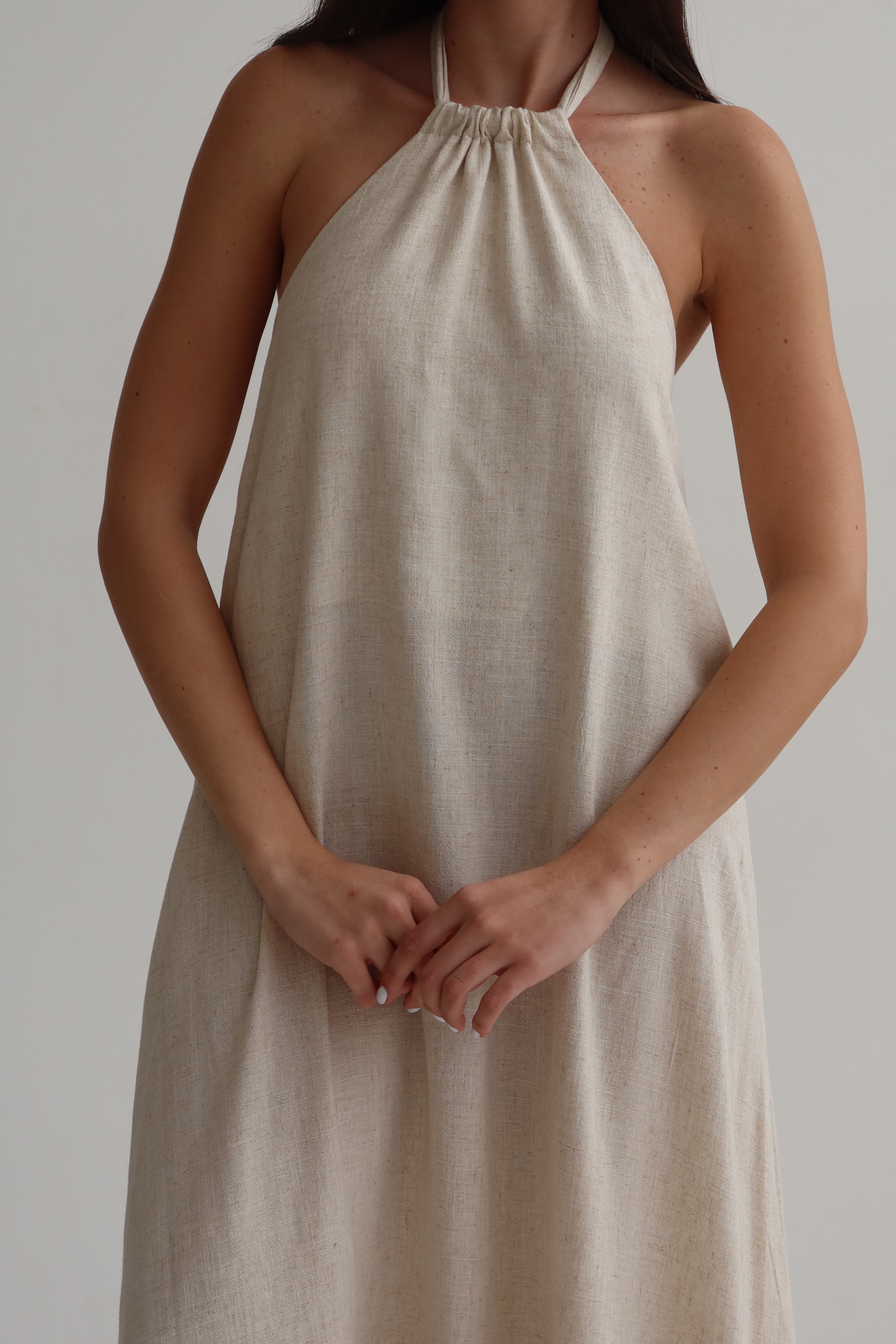 Stone collar maxi dress