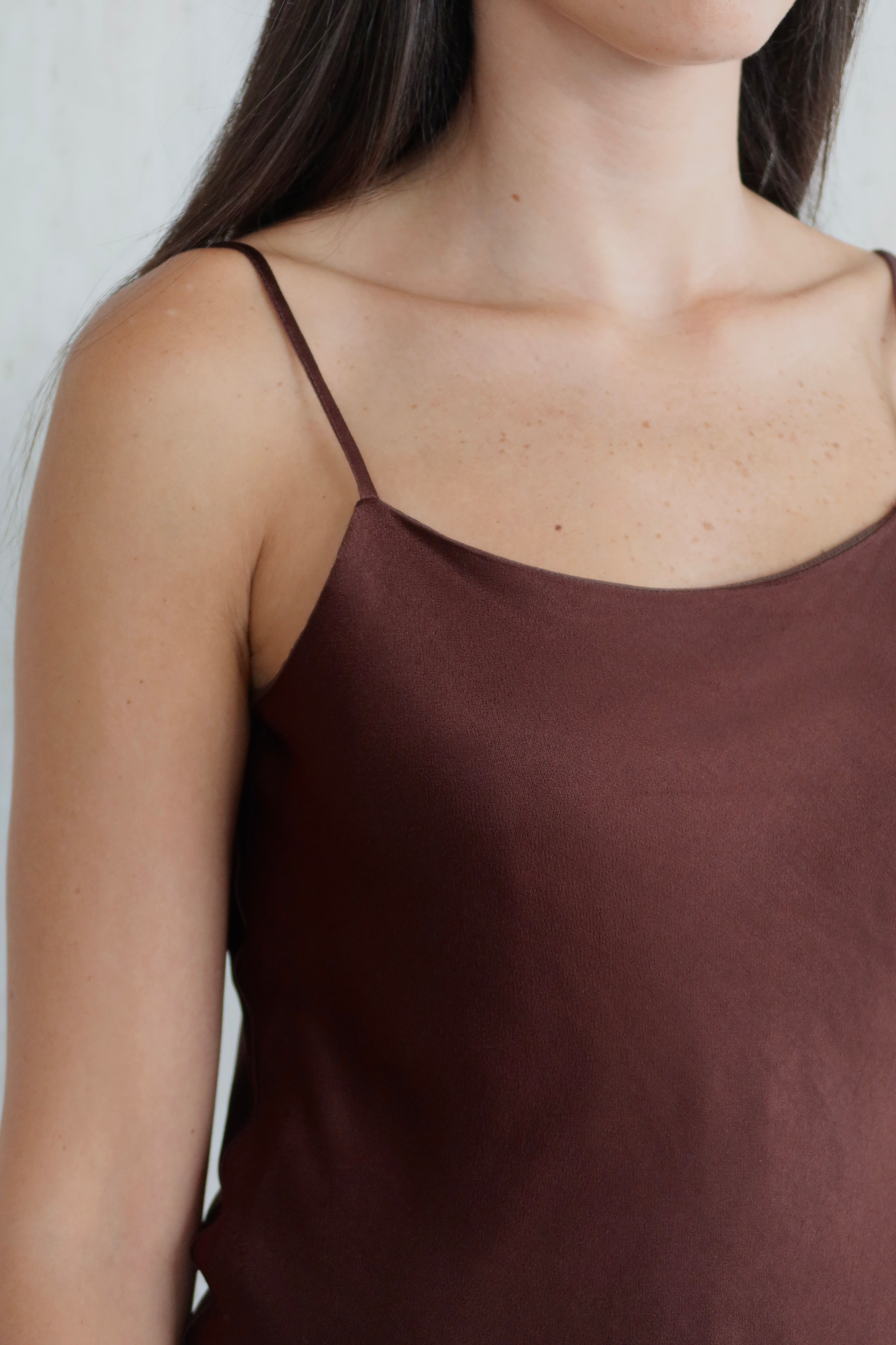 Satin slip camisole - dark brown