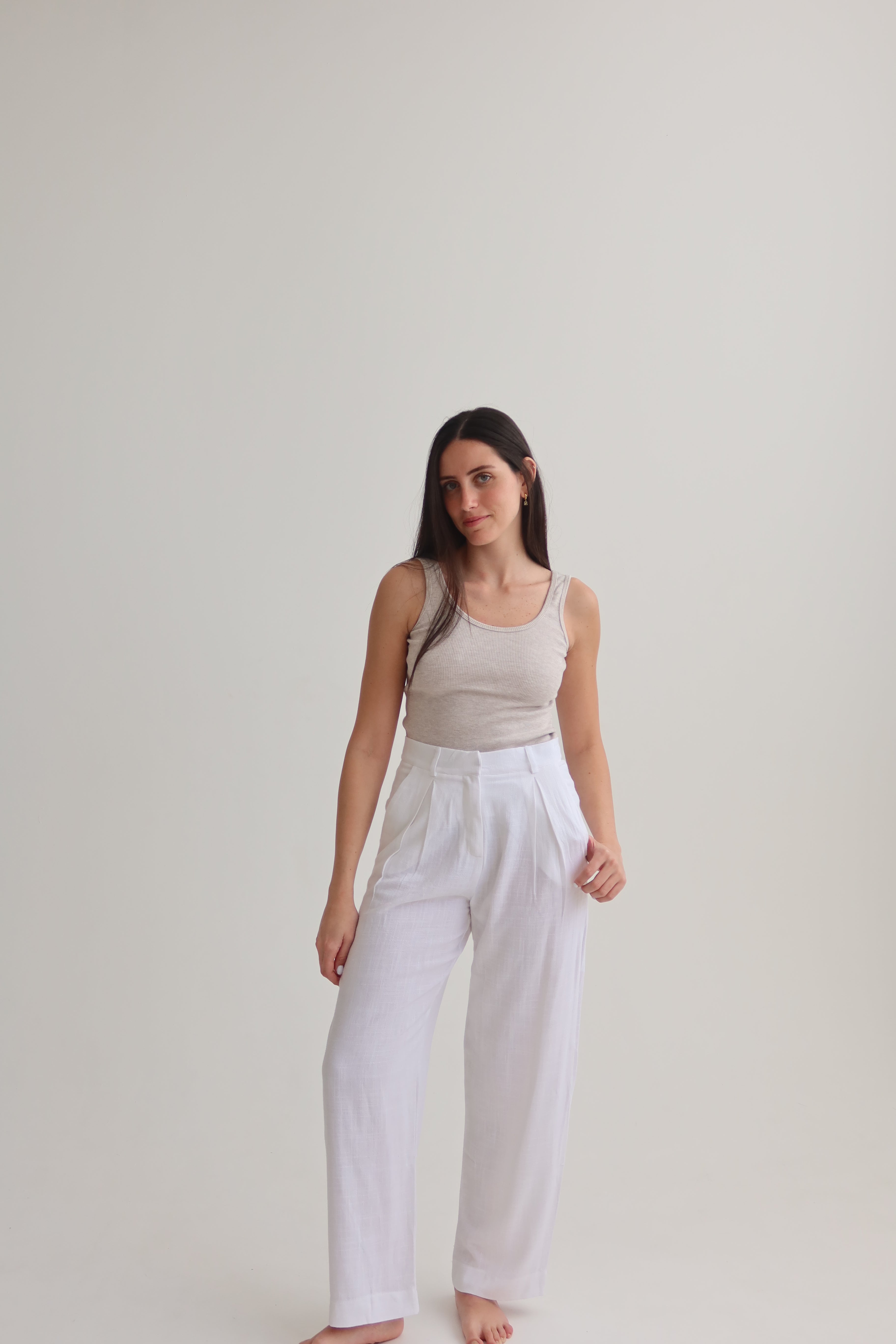 White tailored pants