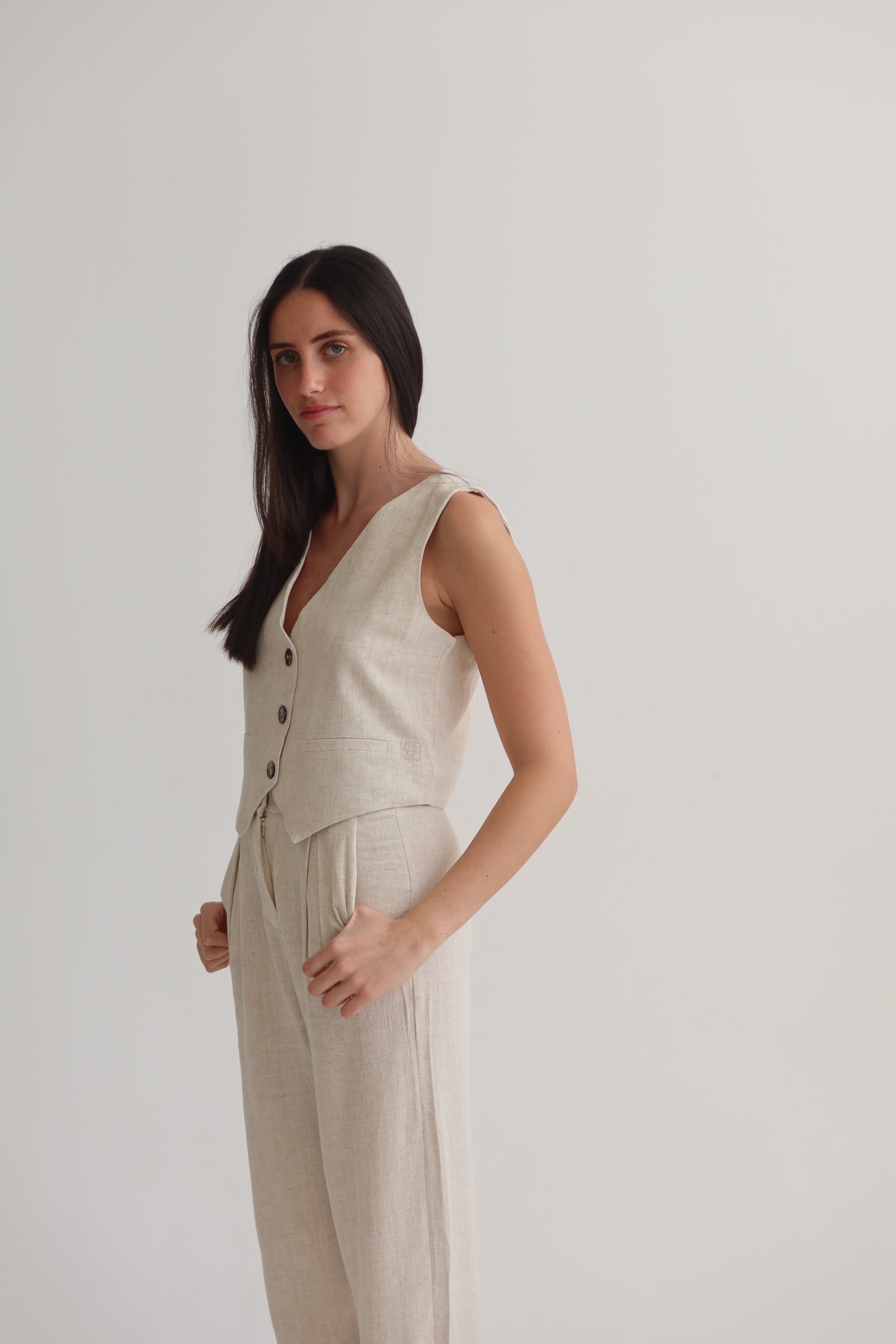 Stone tailored crop vest
