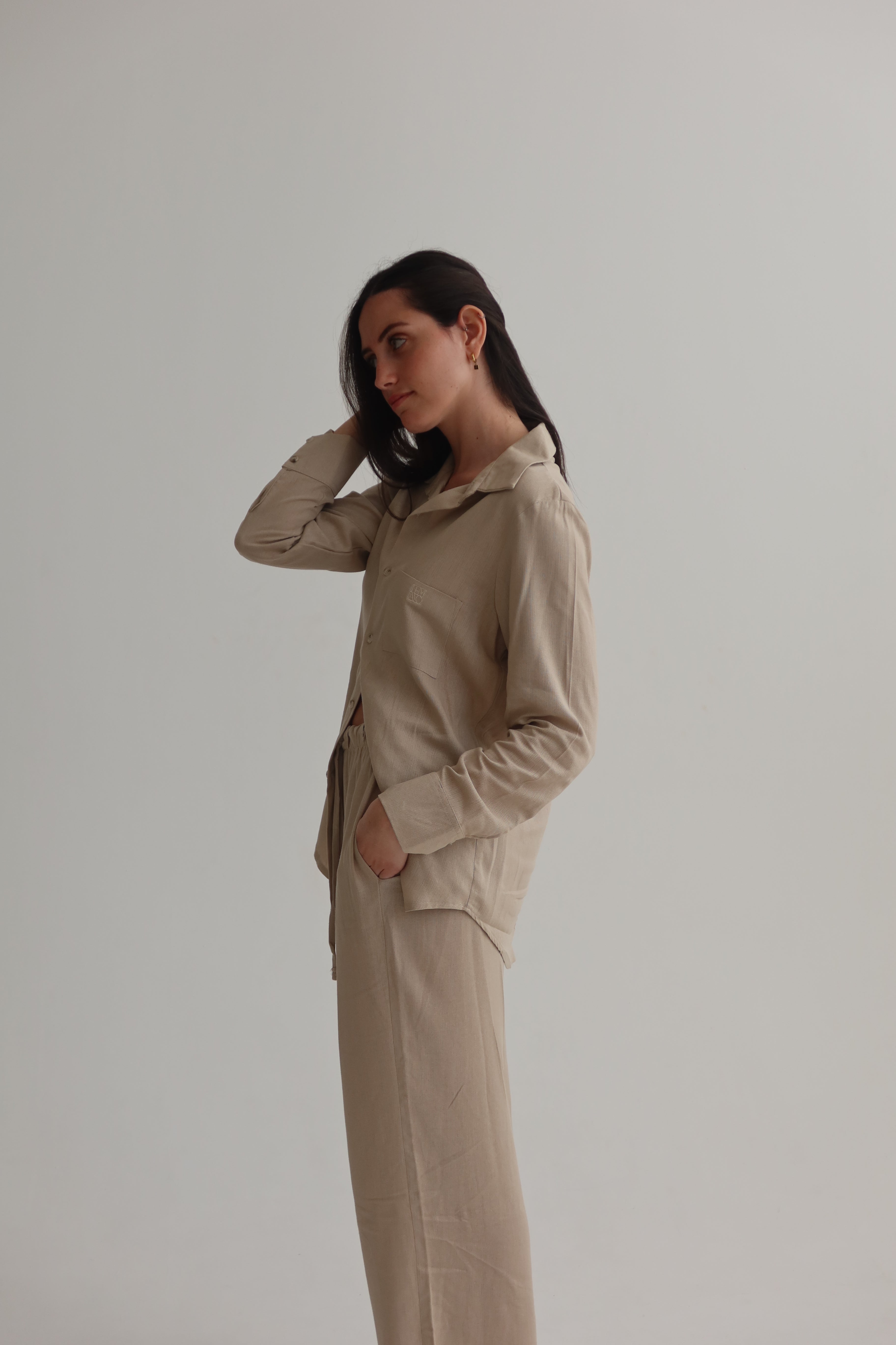 classic button down shirt - beige