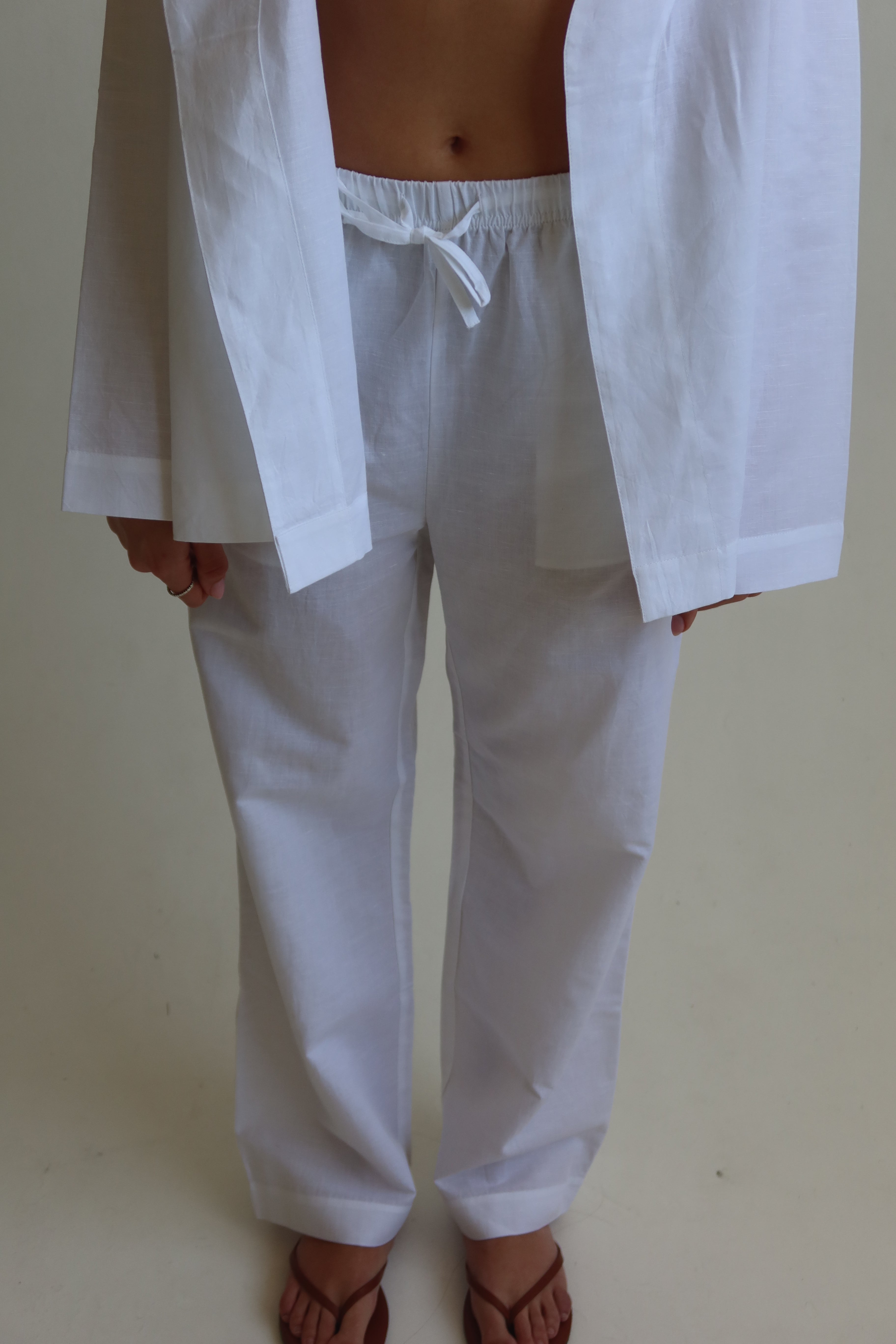 Linen blend pants - White