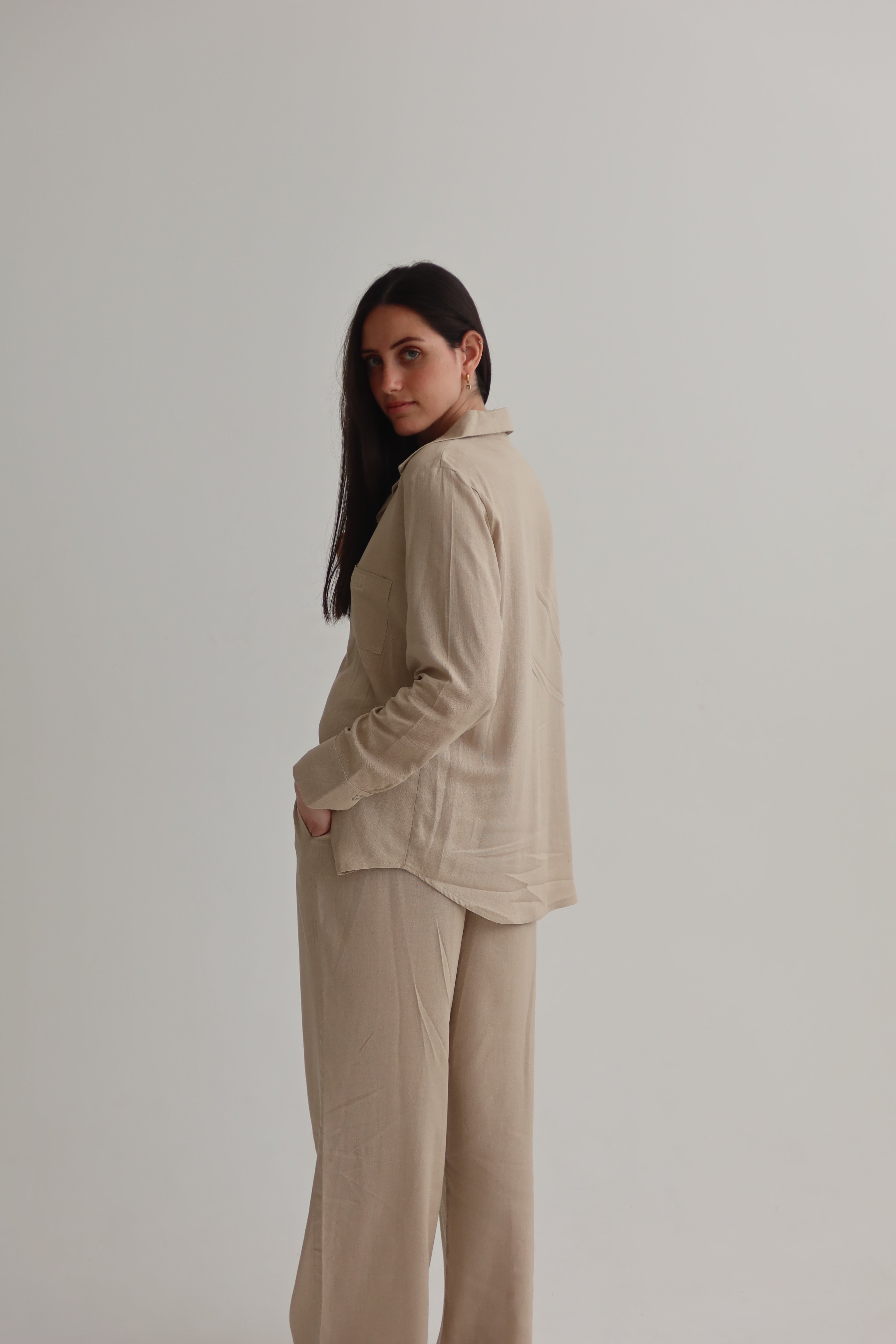 classic button down shirt - beige