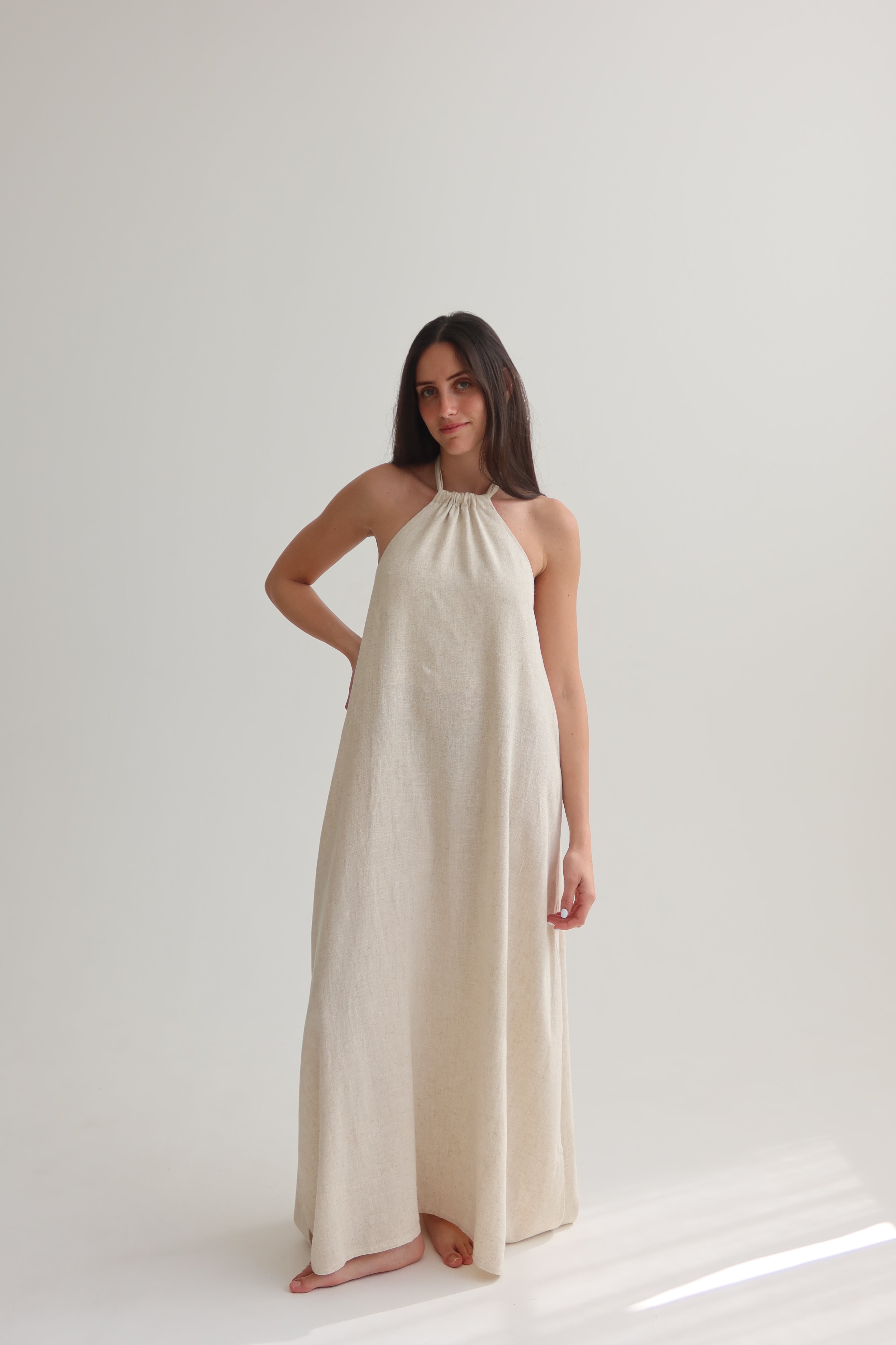 Stone collar maxi dress