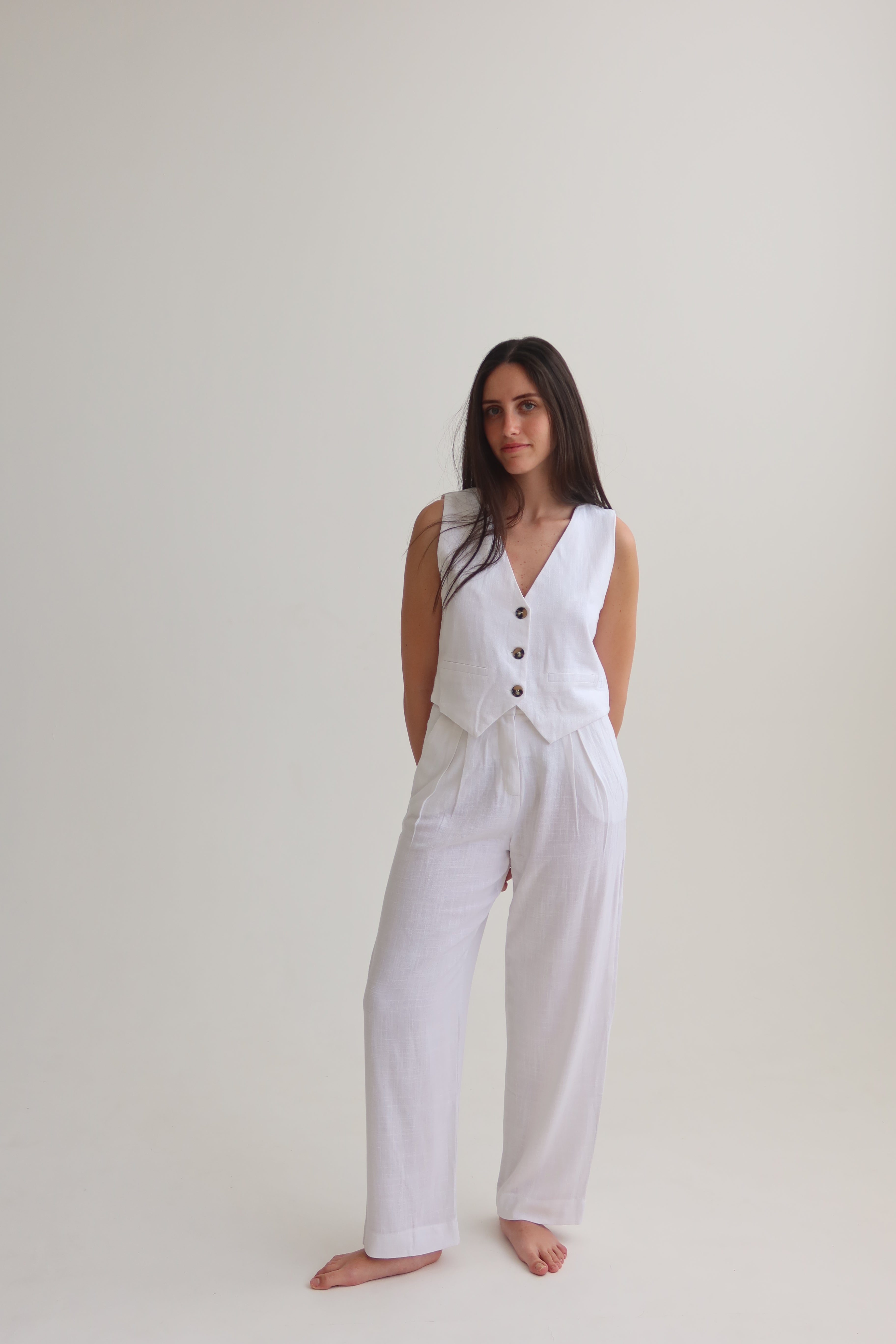 White tailored pants