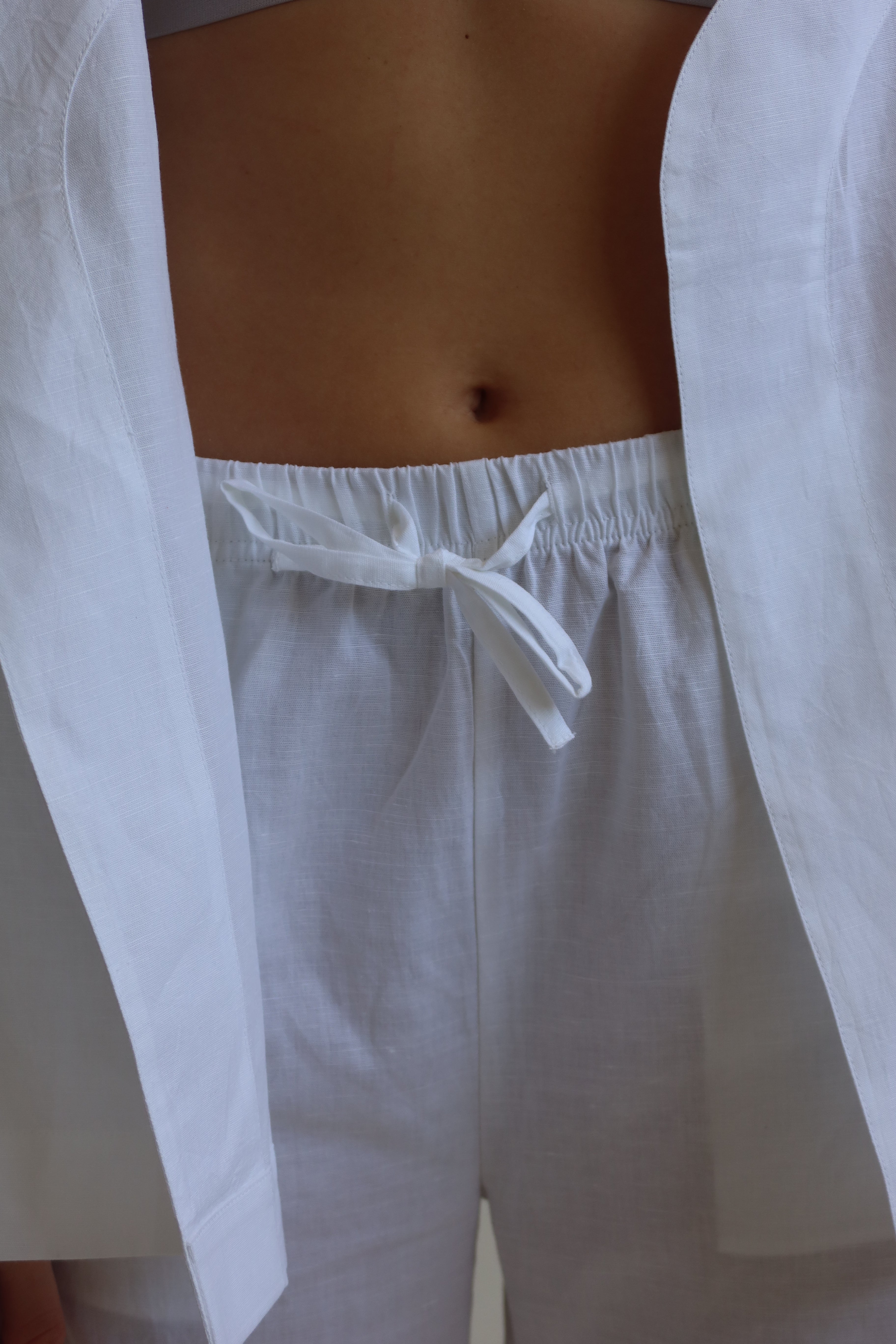 Linen blend pants - White
