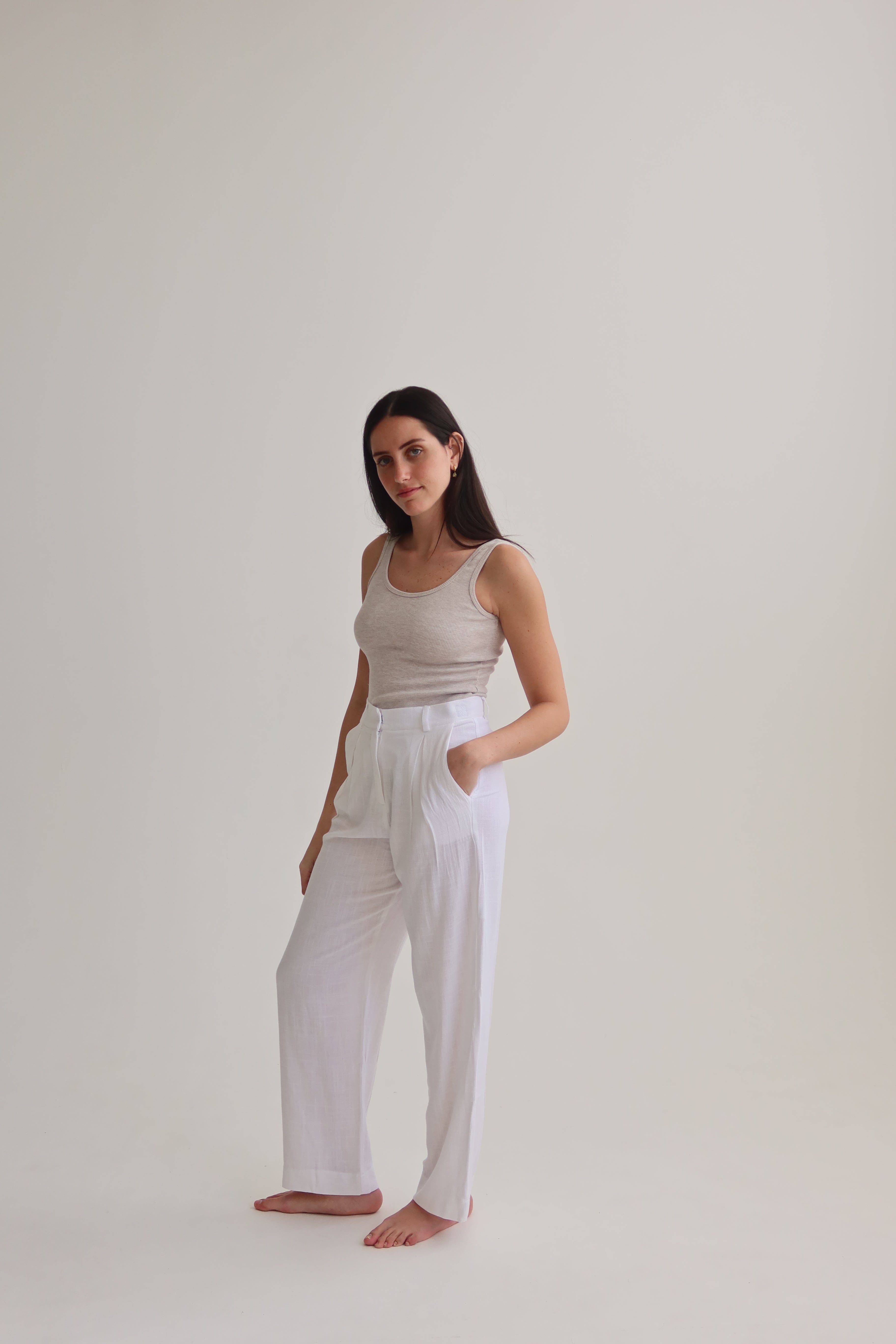 White tailored pants