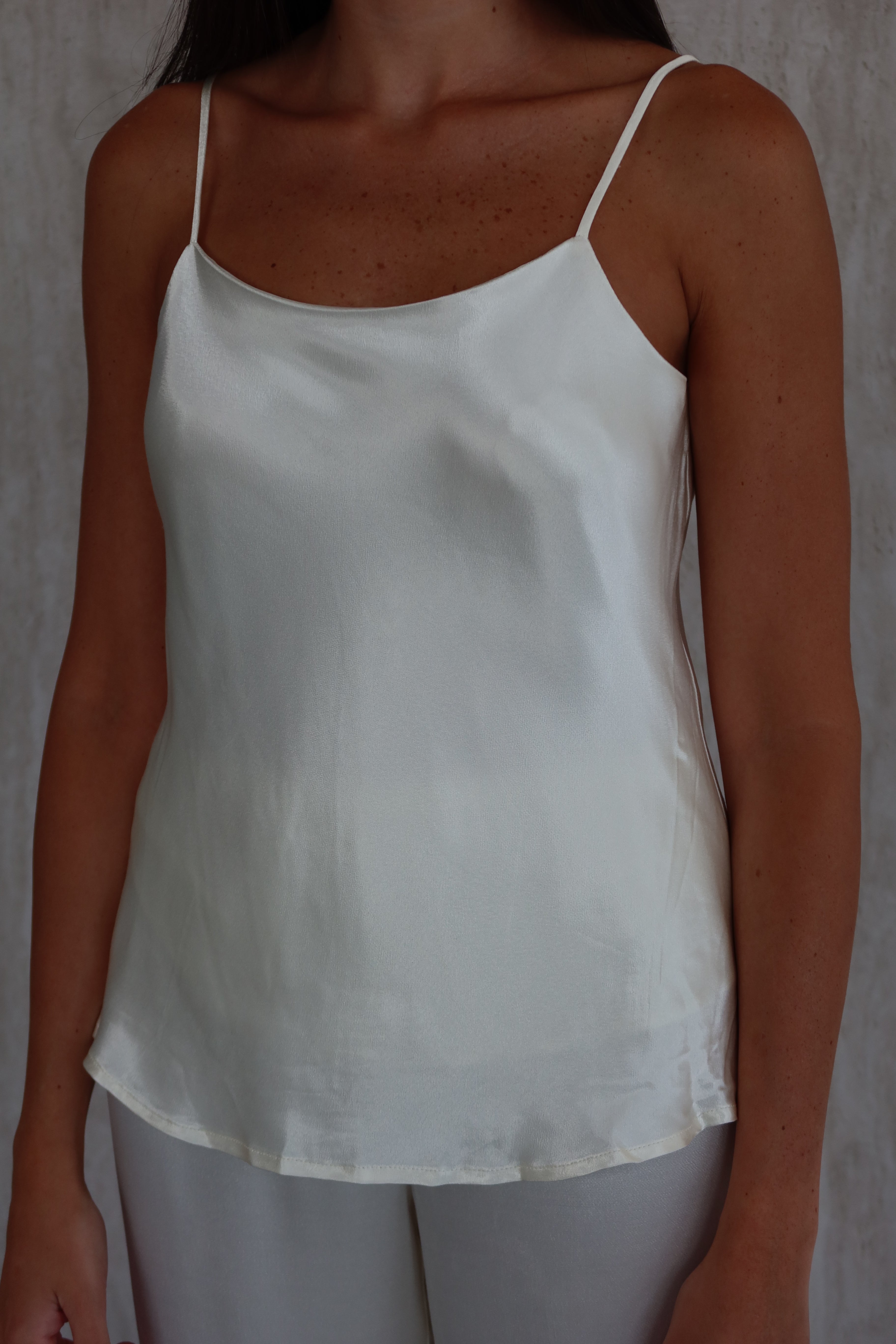 Satin slip camisole - pearl
