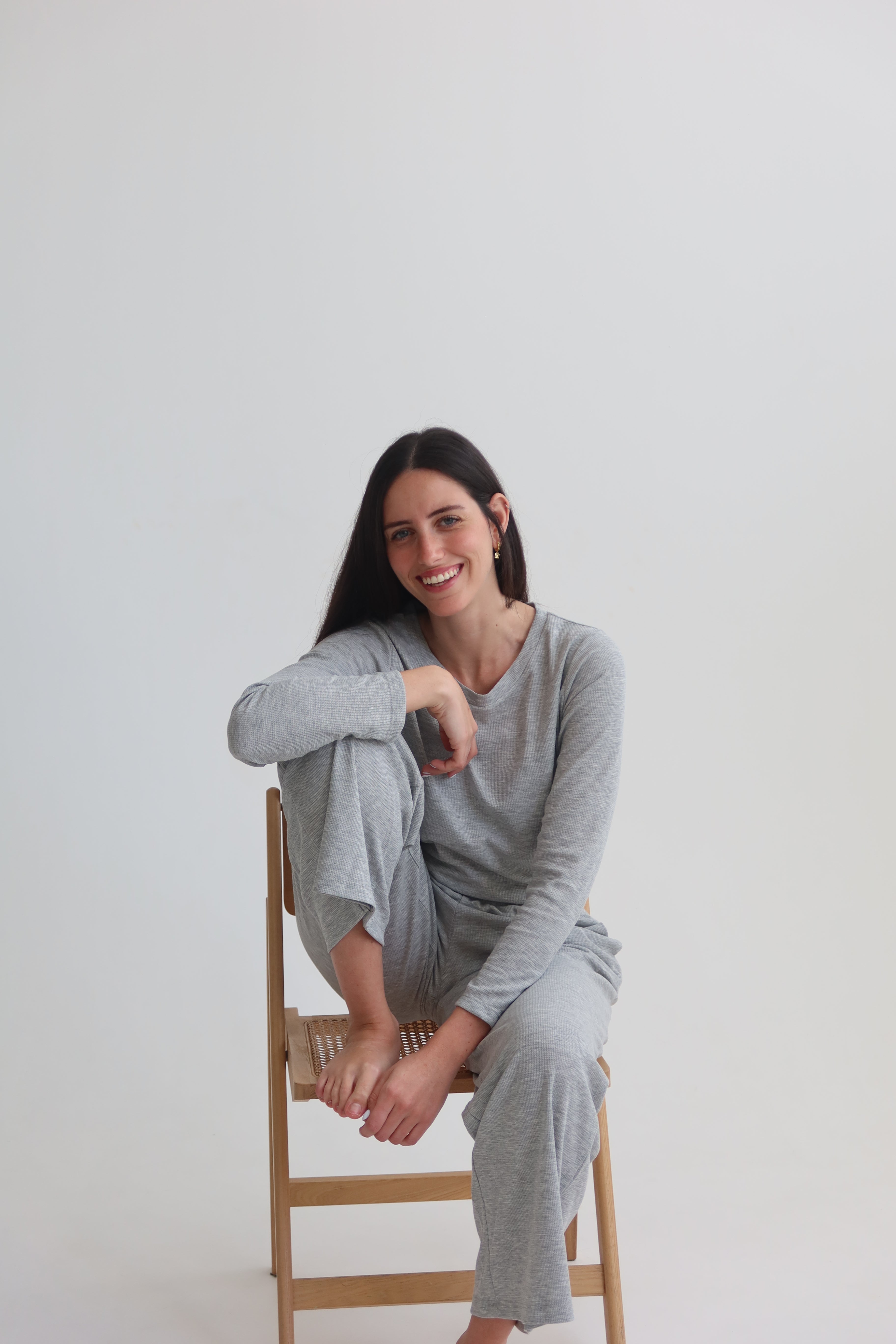 Waffle long sleeve T-shirt - gray