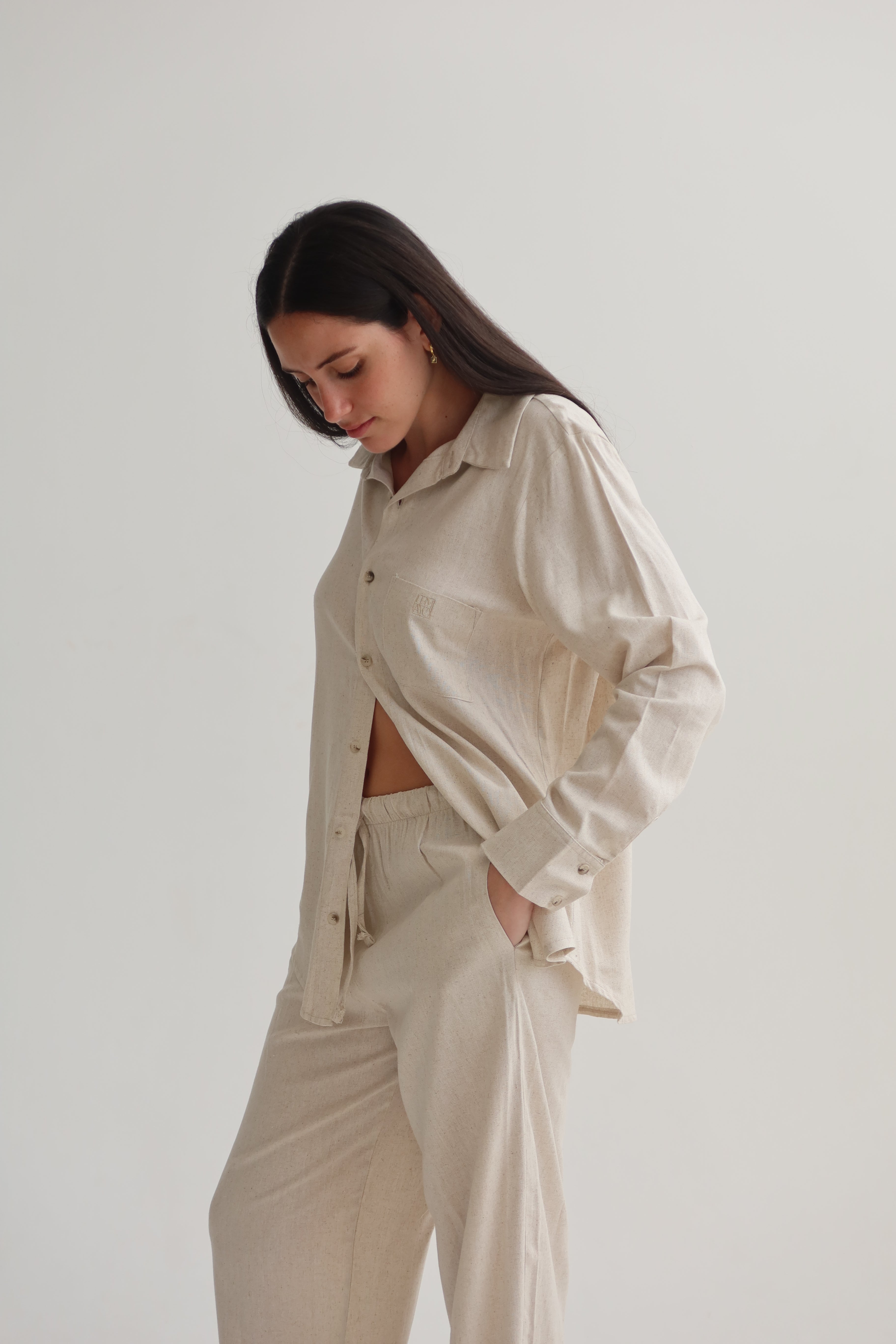 classic button down shirt - stone