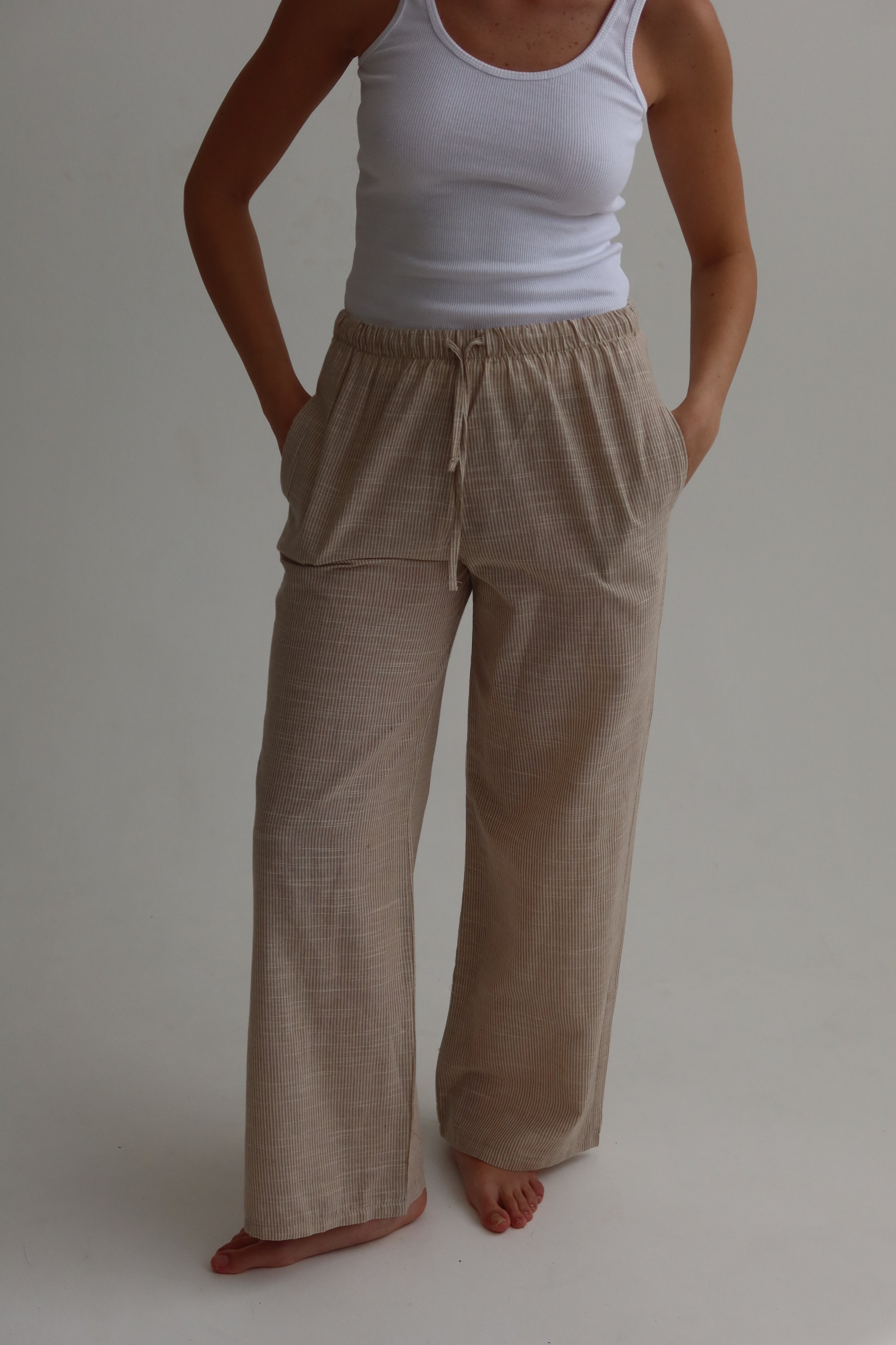 relaxed fit linen pants - striped