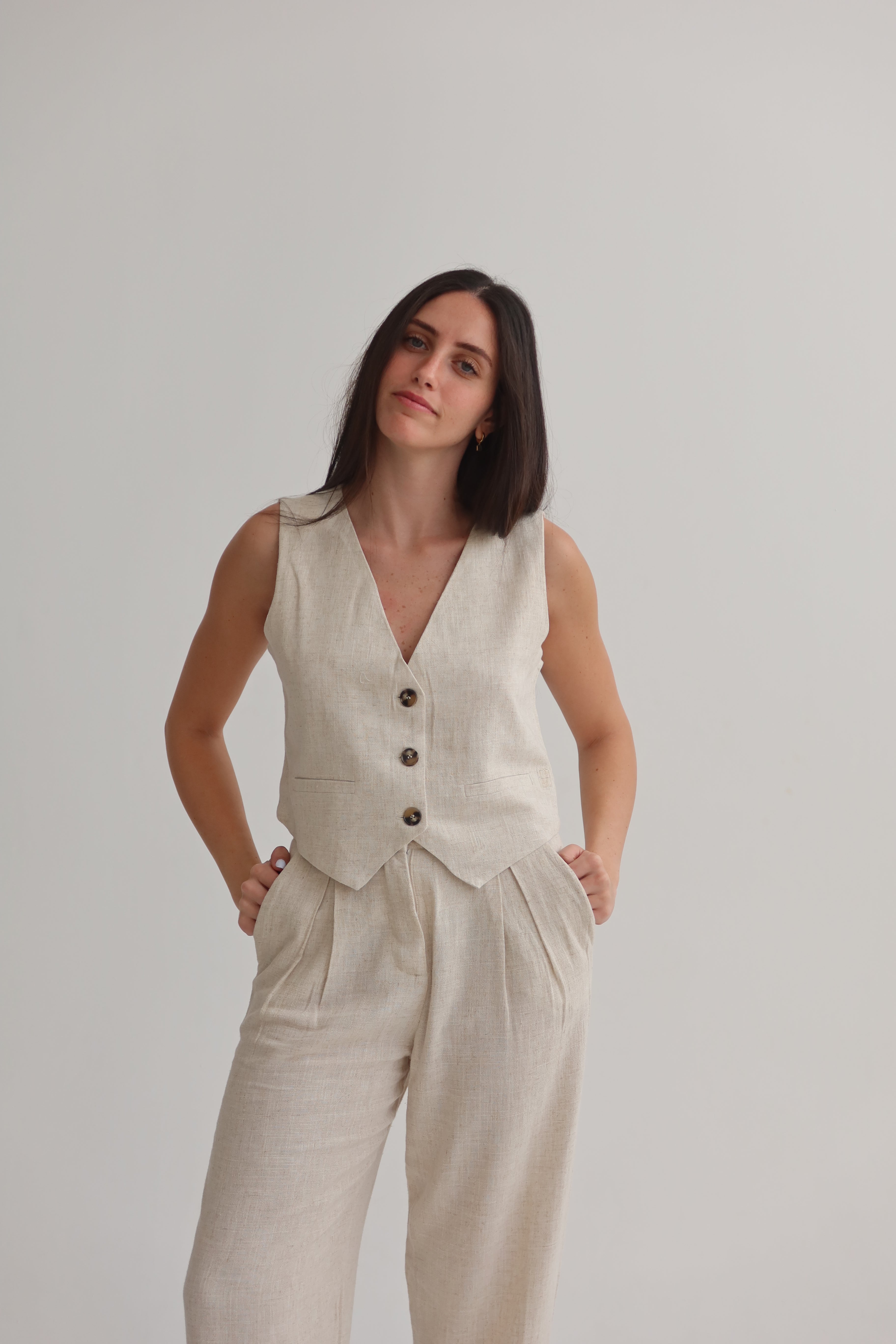 Stone tailored crop vest