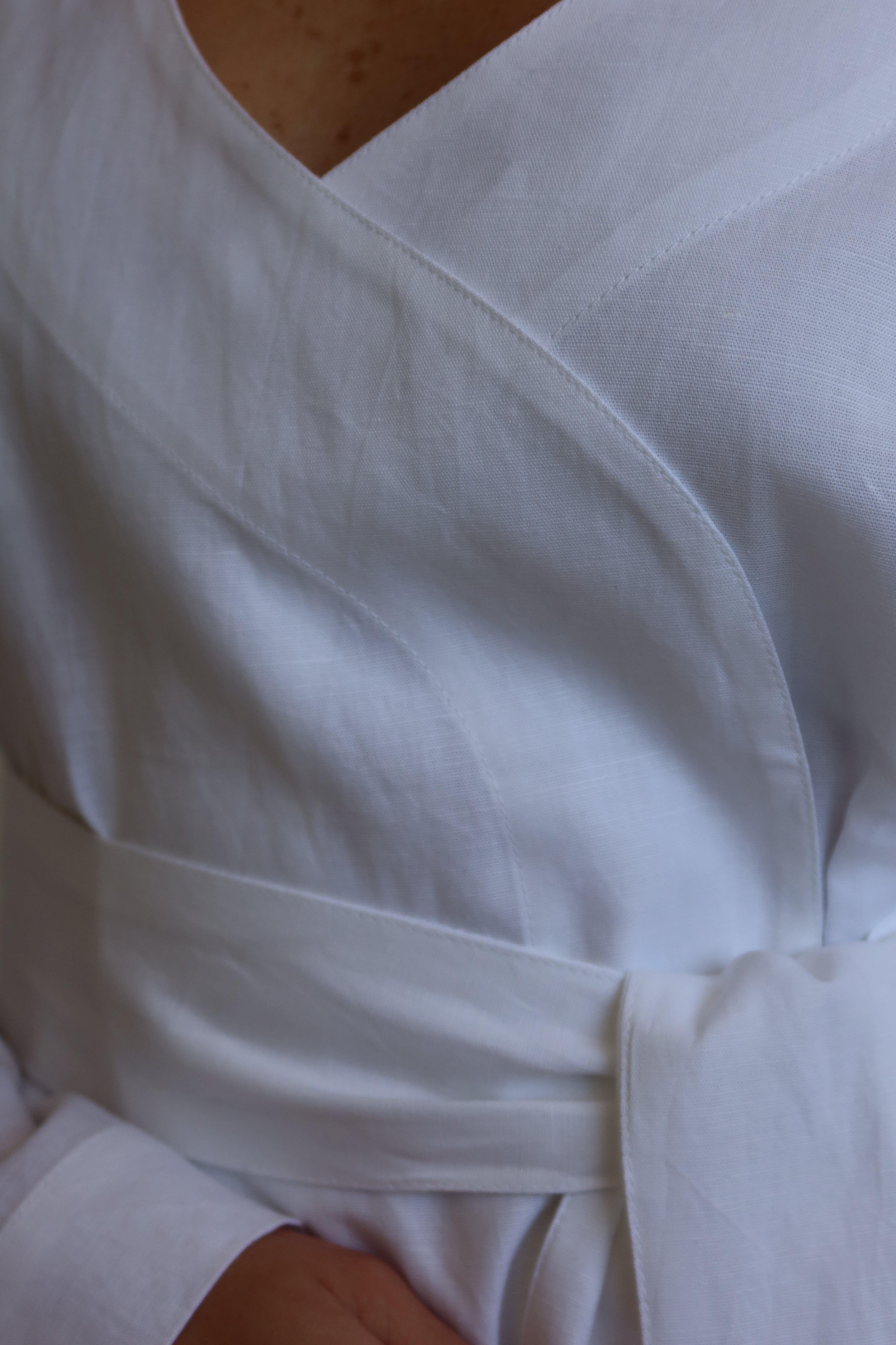 Linen blend kimono shirt - White