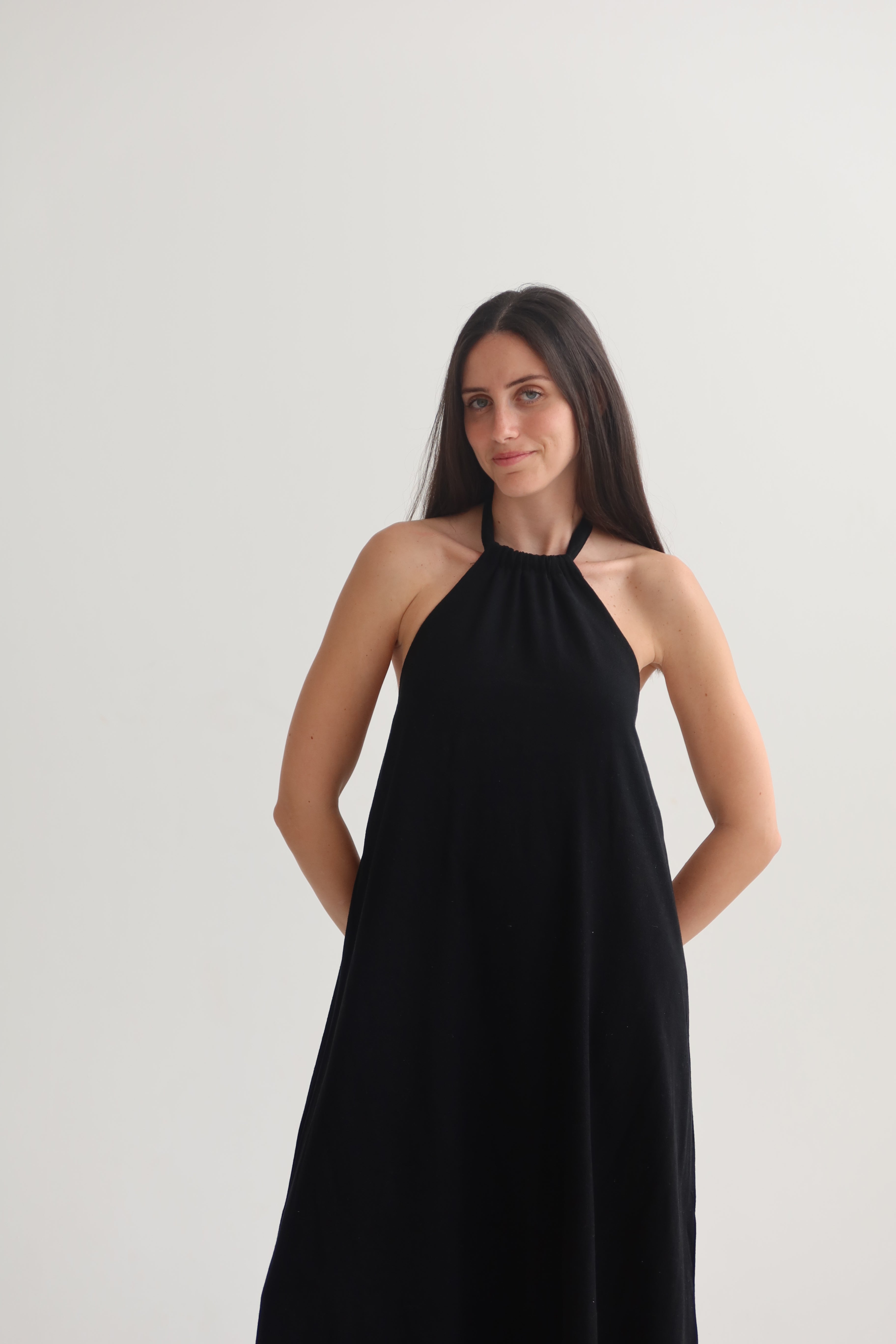 Black collar maxi dress
