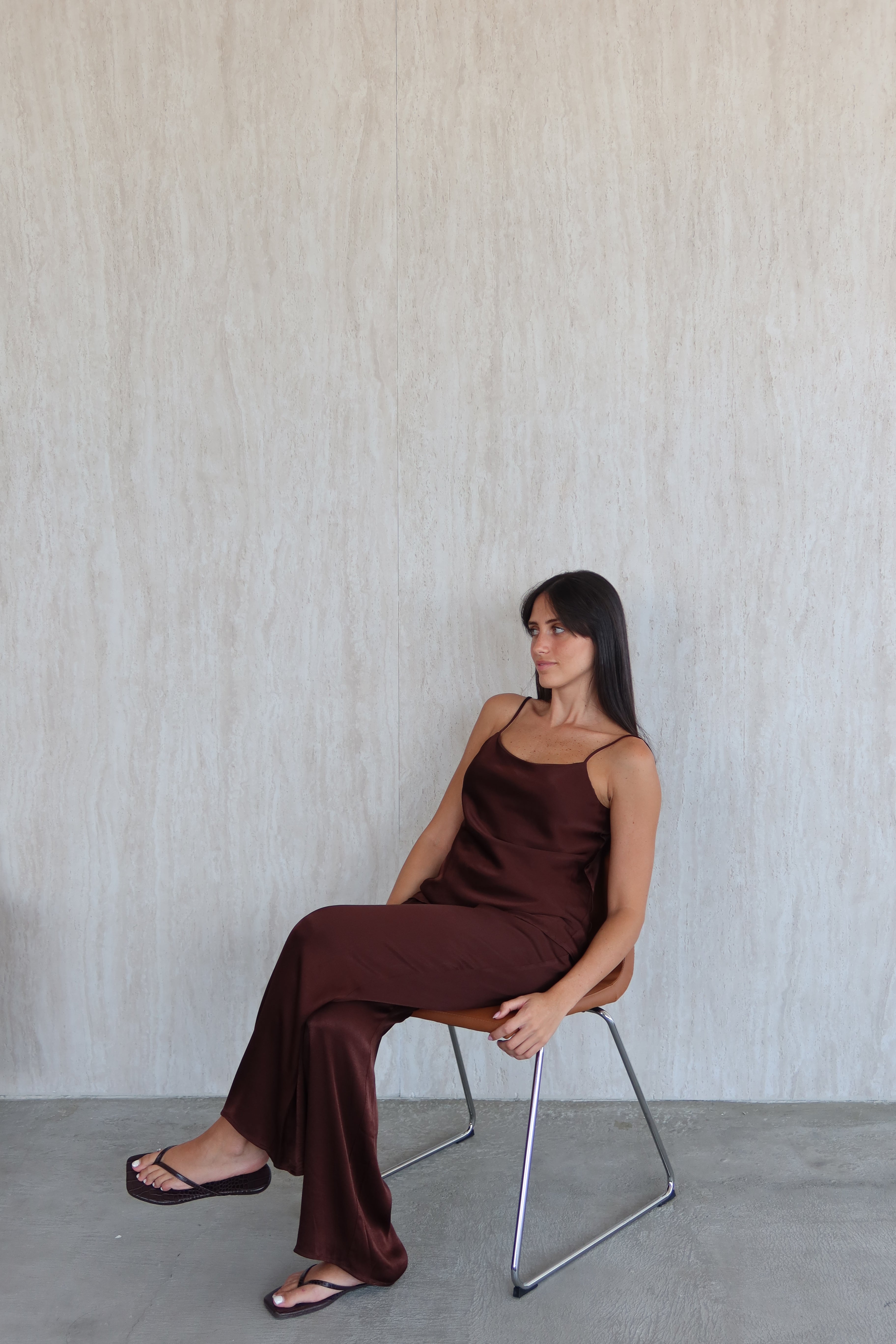 Satin slip camisole - dark brown
