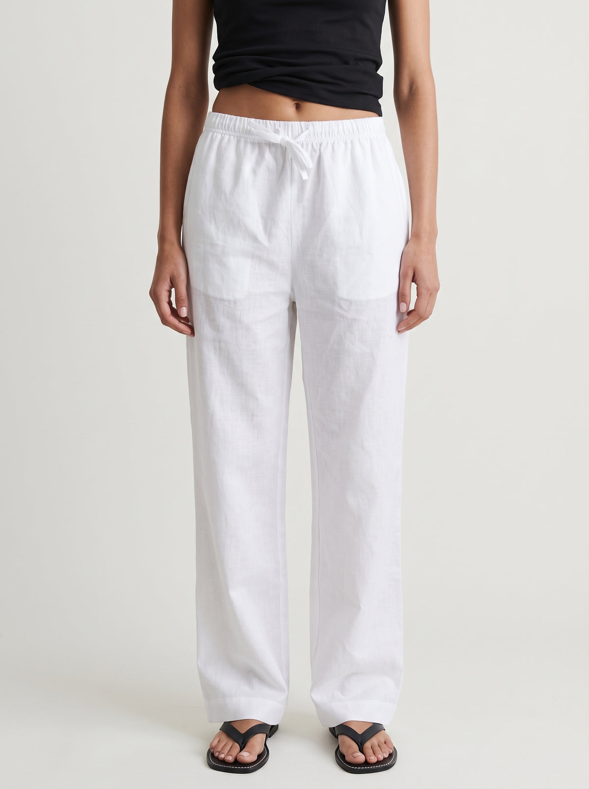 Linen blend straight pants