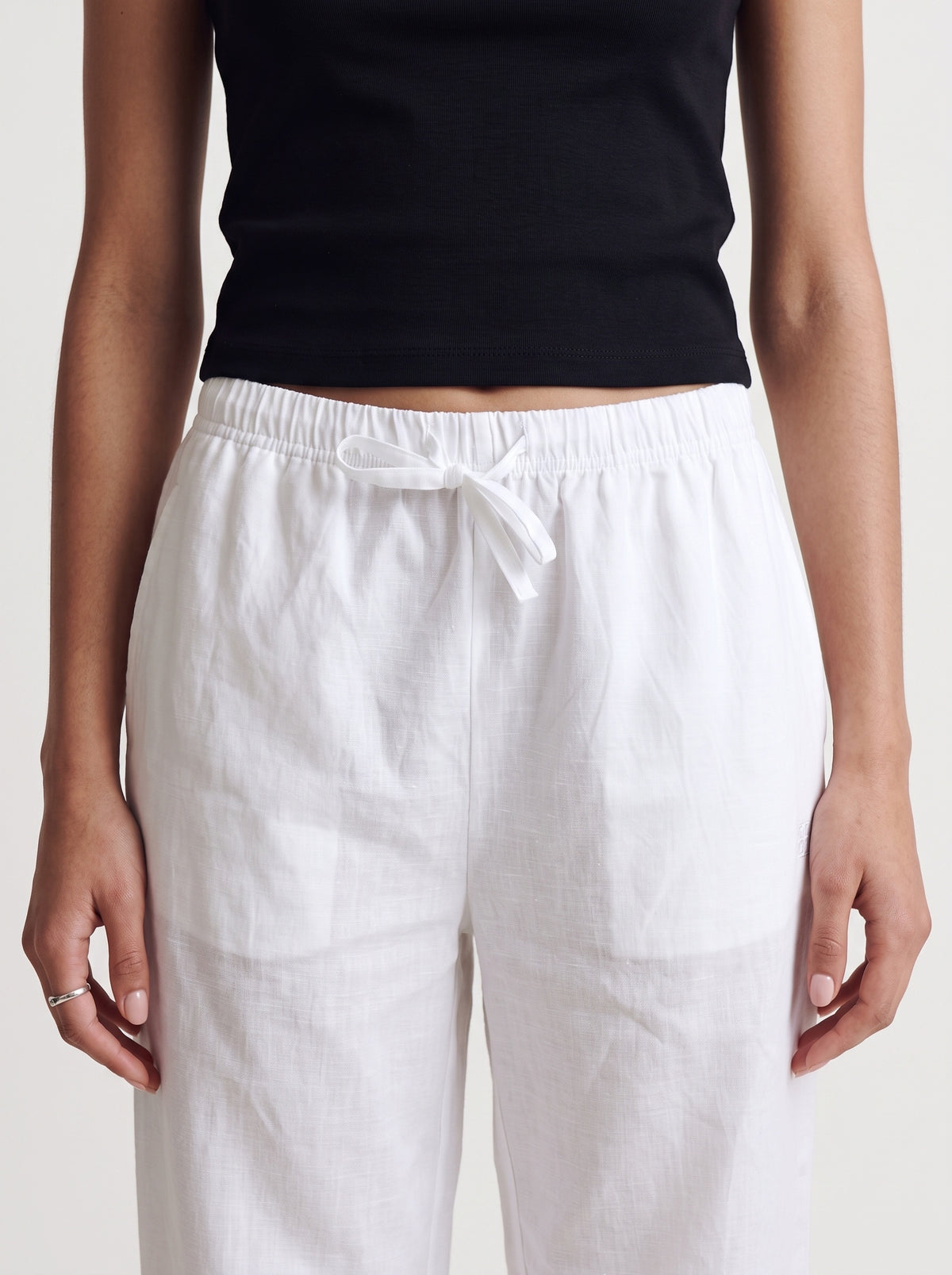 Linen blend straight pants